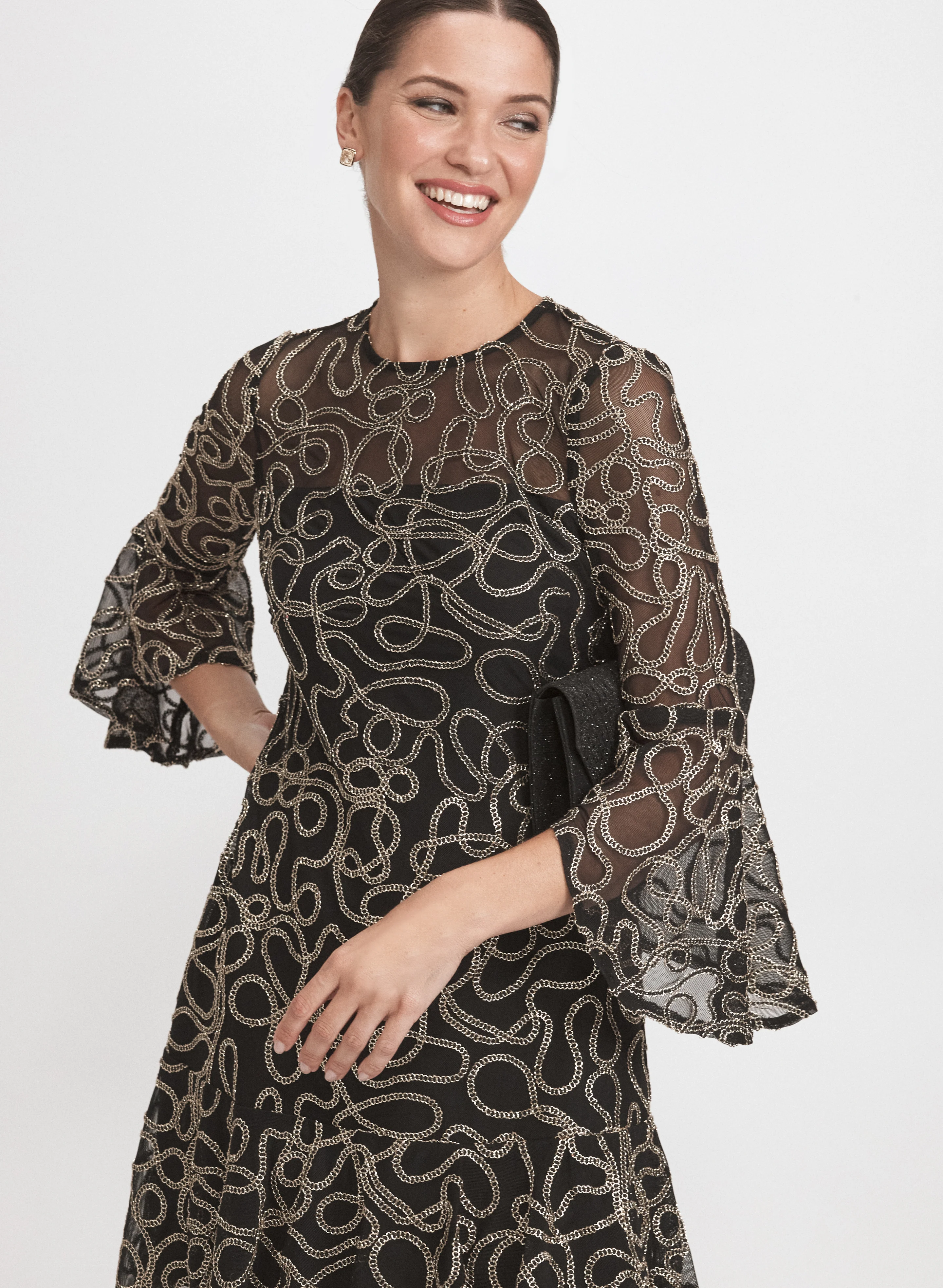Metallic Embroidered Dress - Image 6