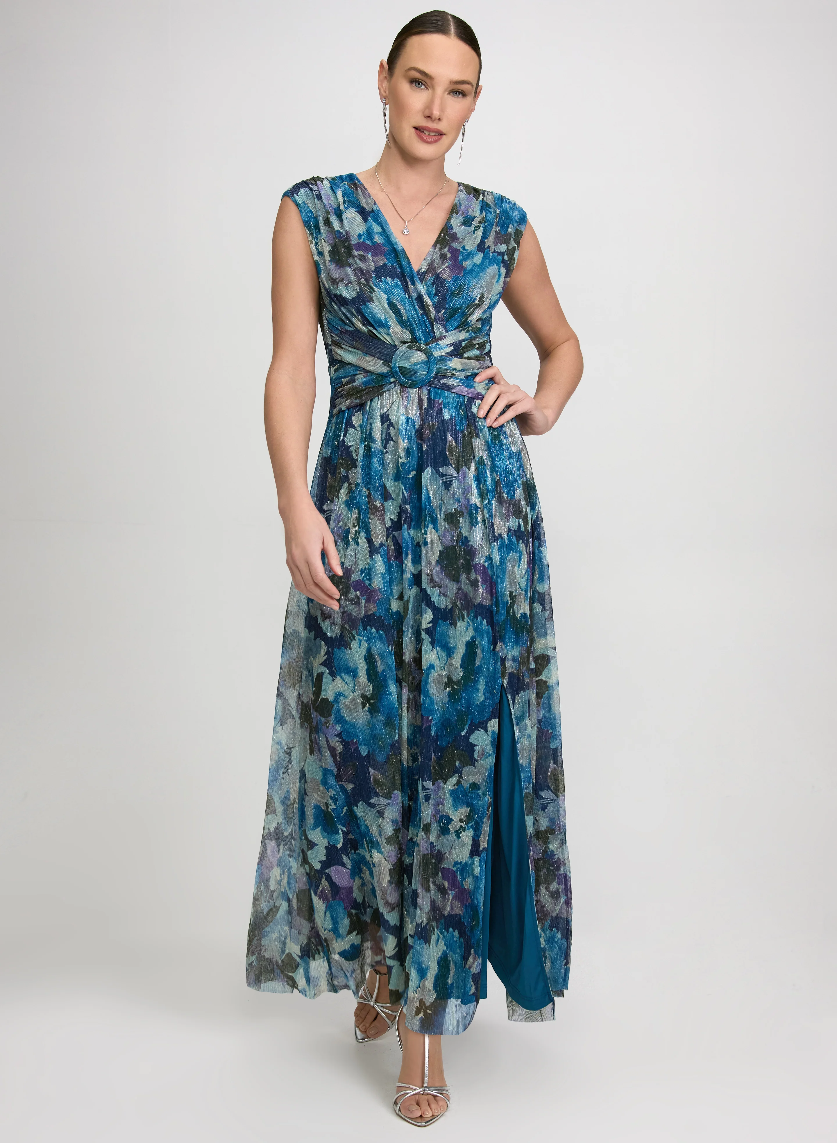 Metallic Floral Dress