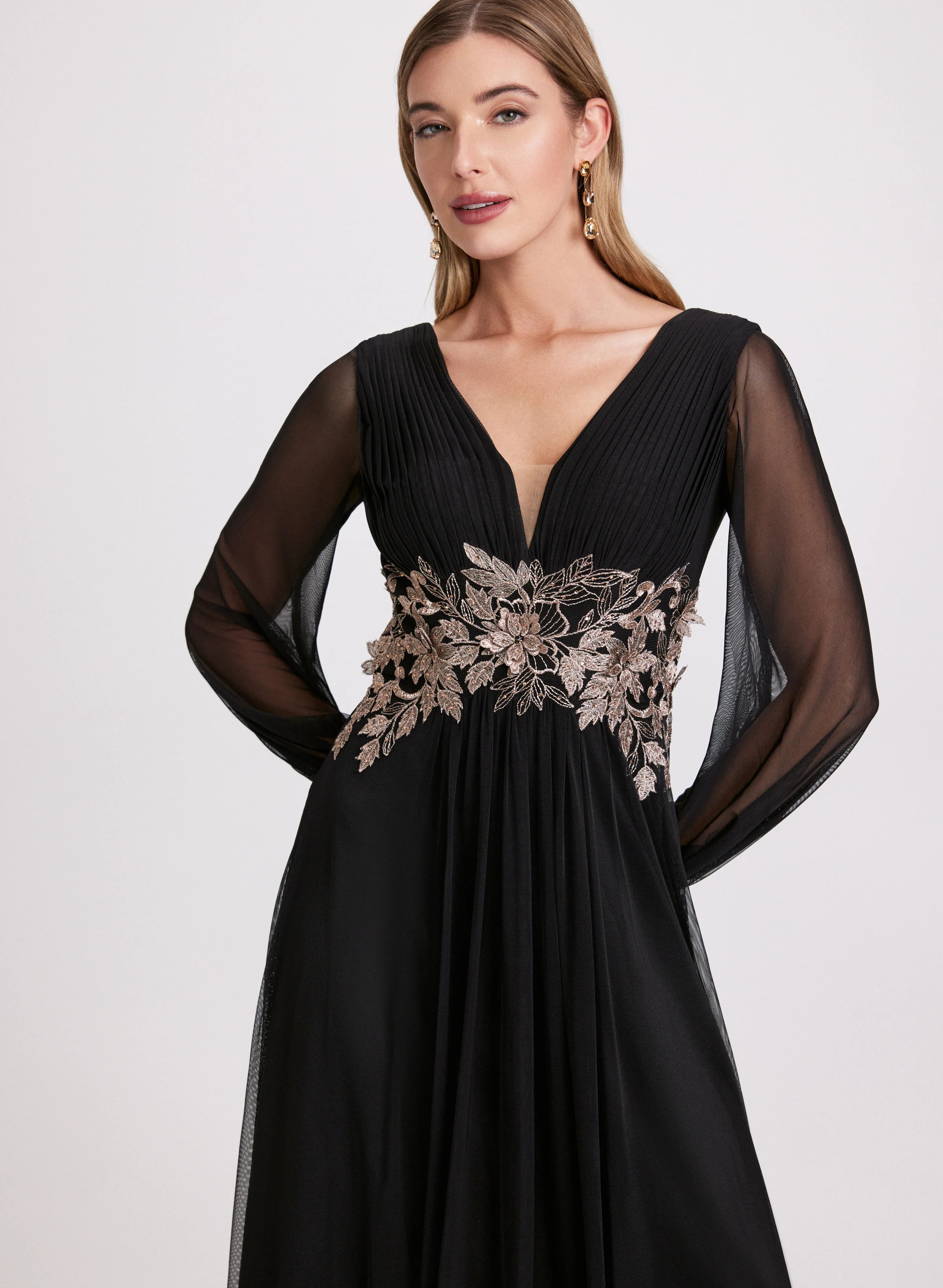 Metallic Floral Embroidered Dress - Image 4