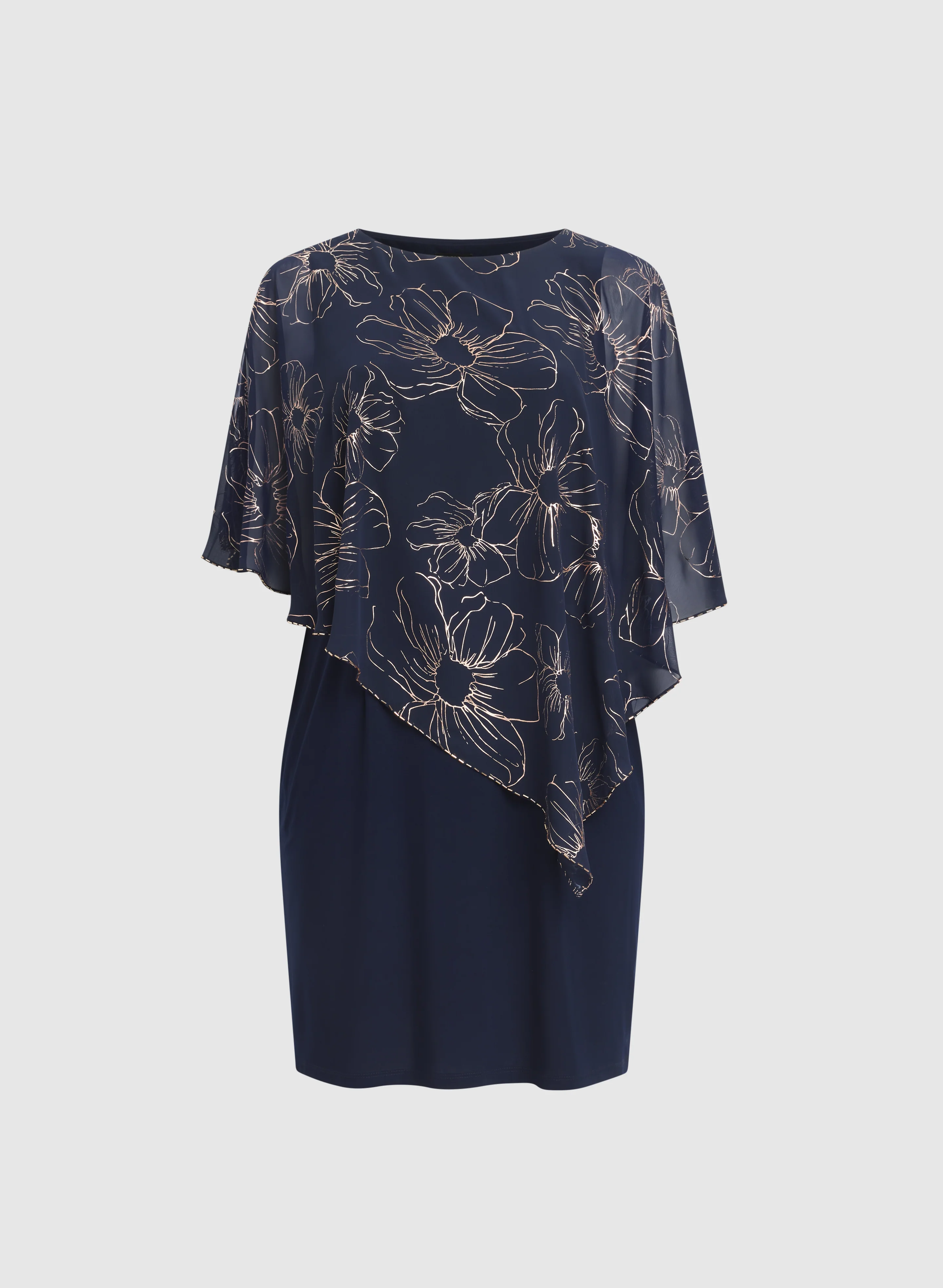 Metallic Floral Overlay Dress - Image 6