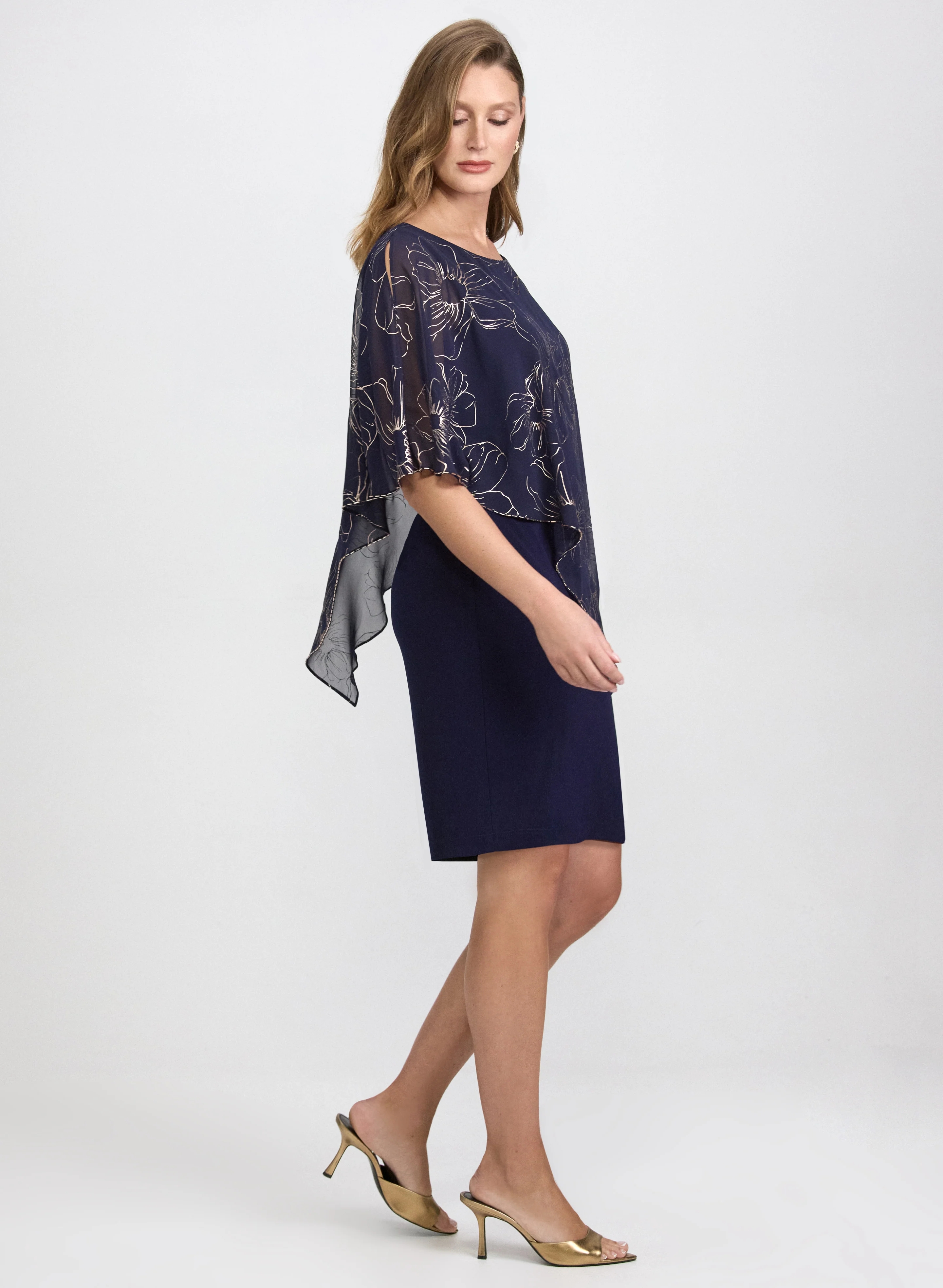 Metallic Floral Overlay Dress - Image 2