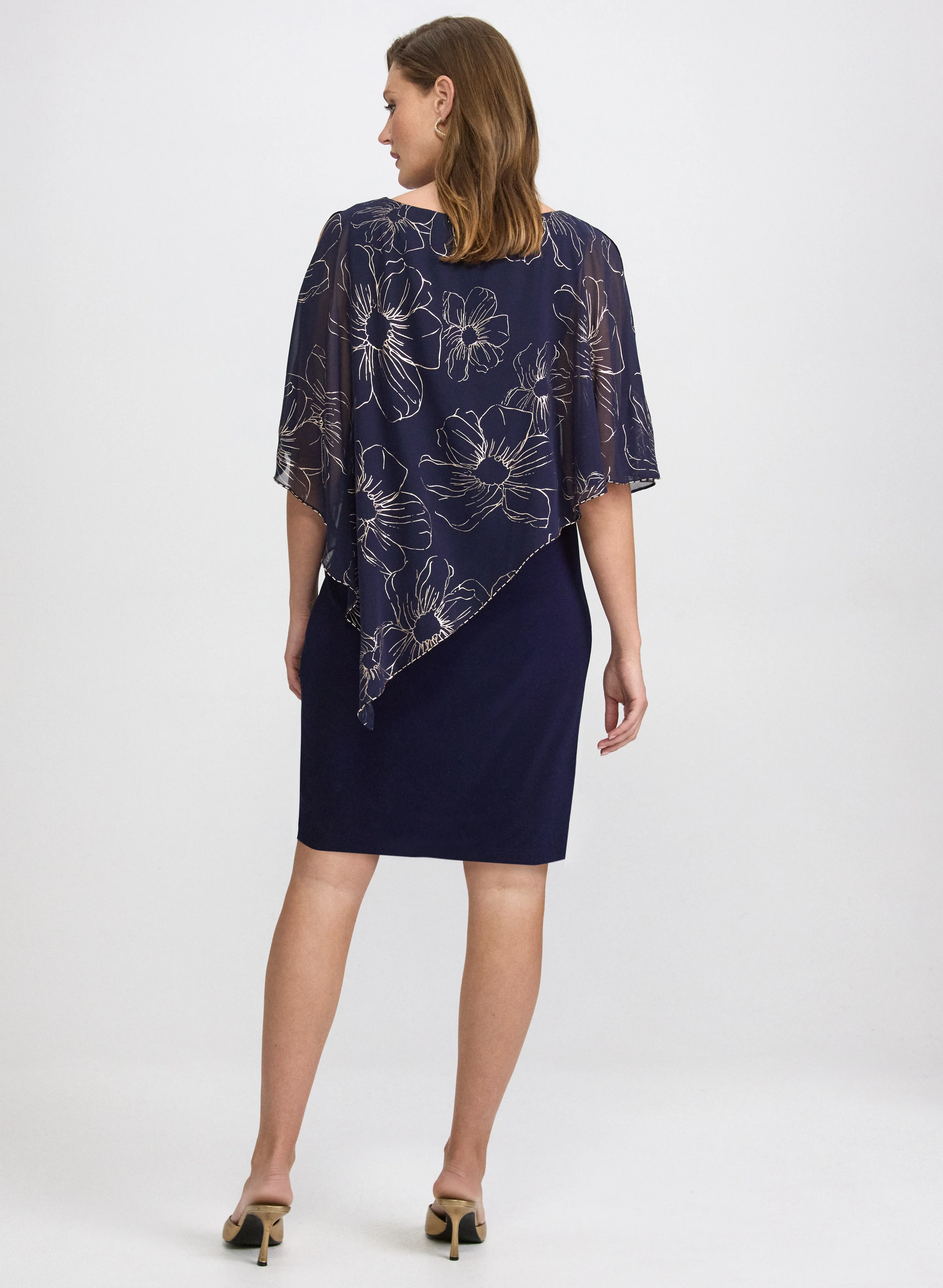 Metallic Floral Overlay Dress - Image 4