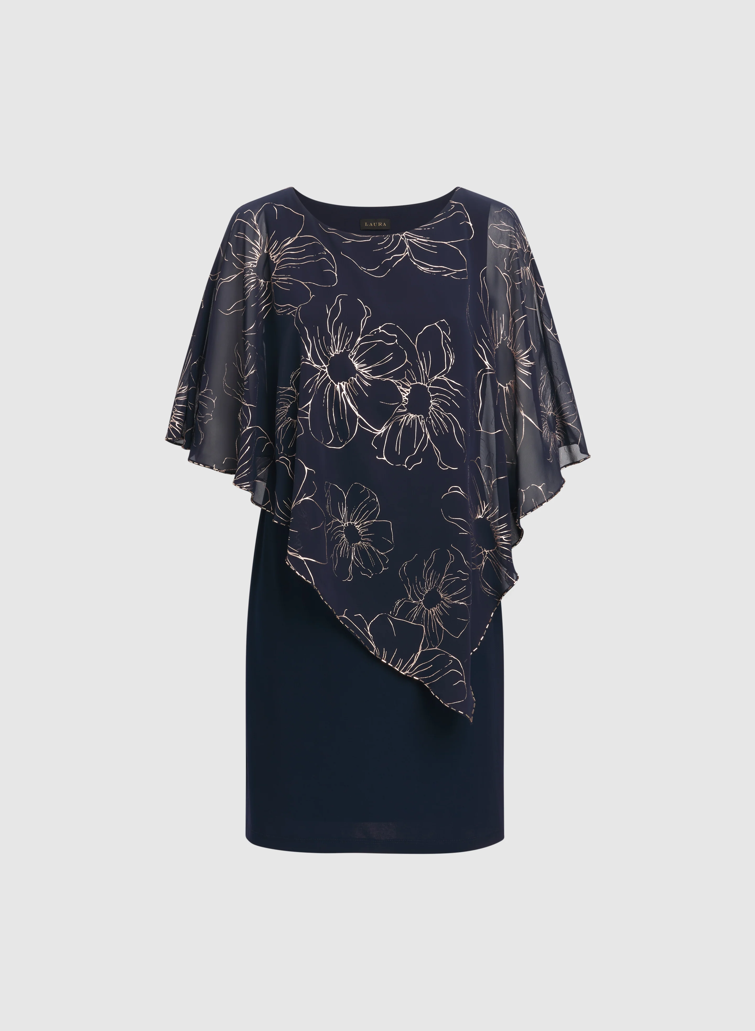 Metallic Floral Overlay Dress - Image 5
