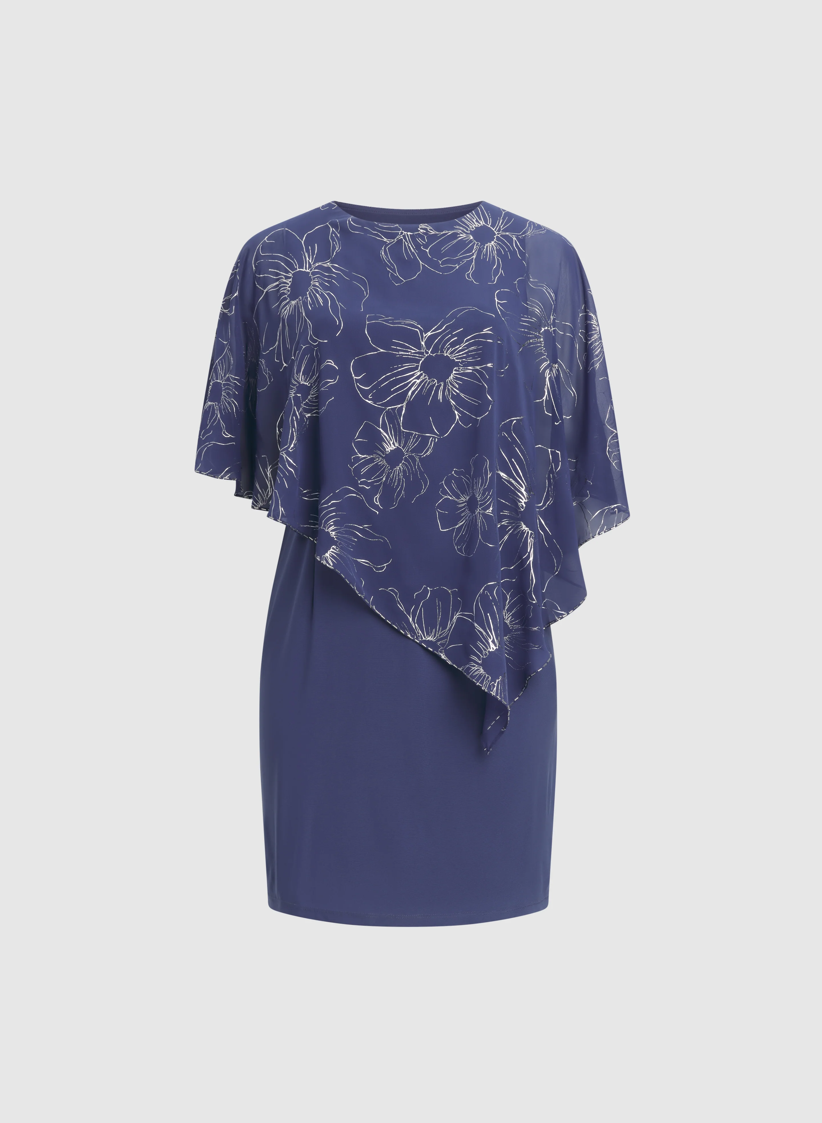 Metallic Floral Overlay Dress - Image 6