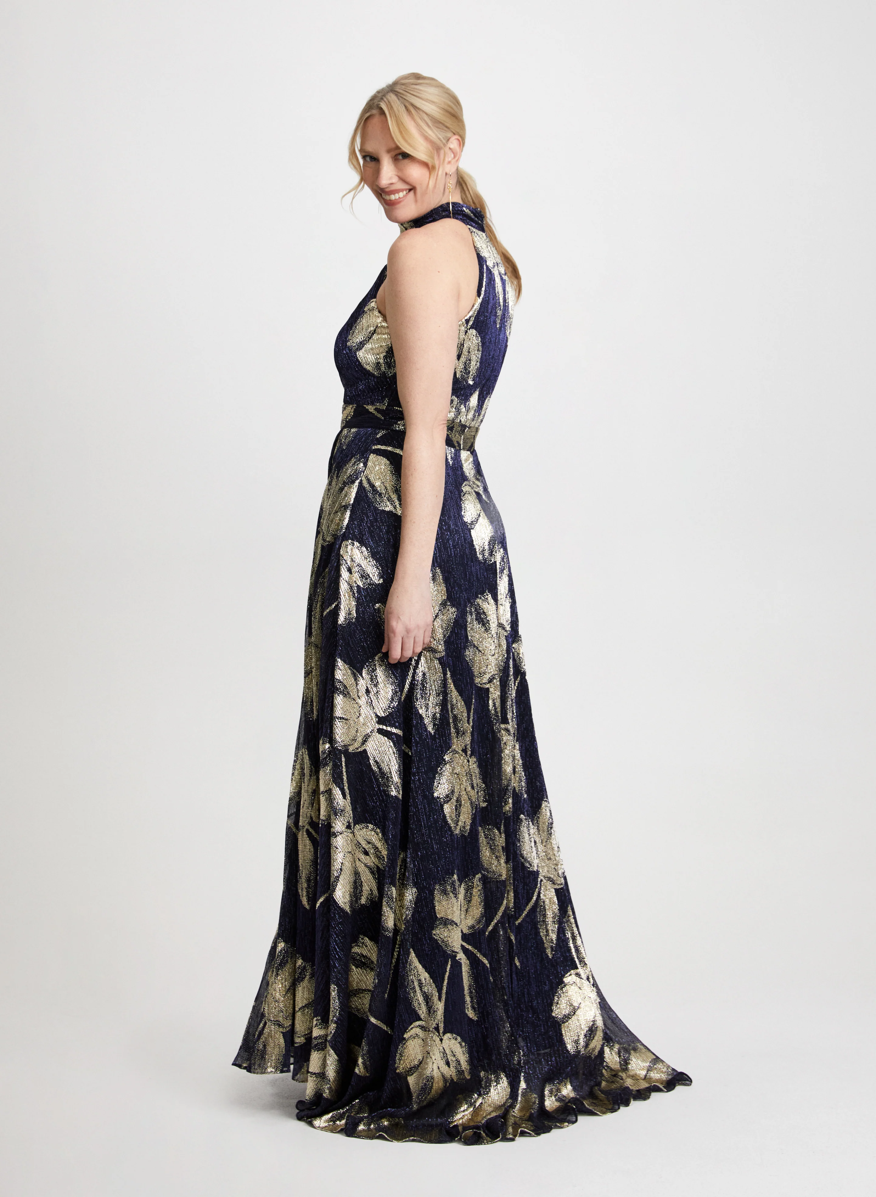Metallic Halter Neck Dress - Image 3