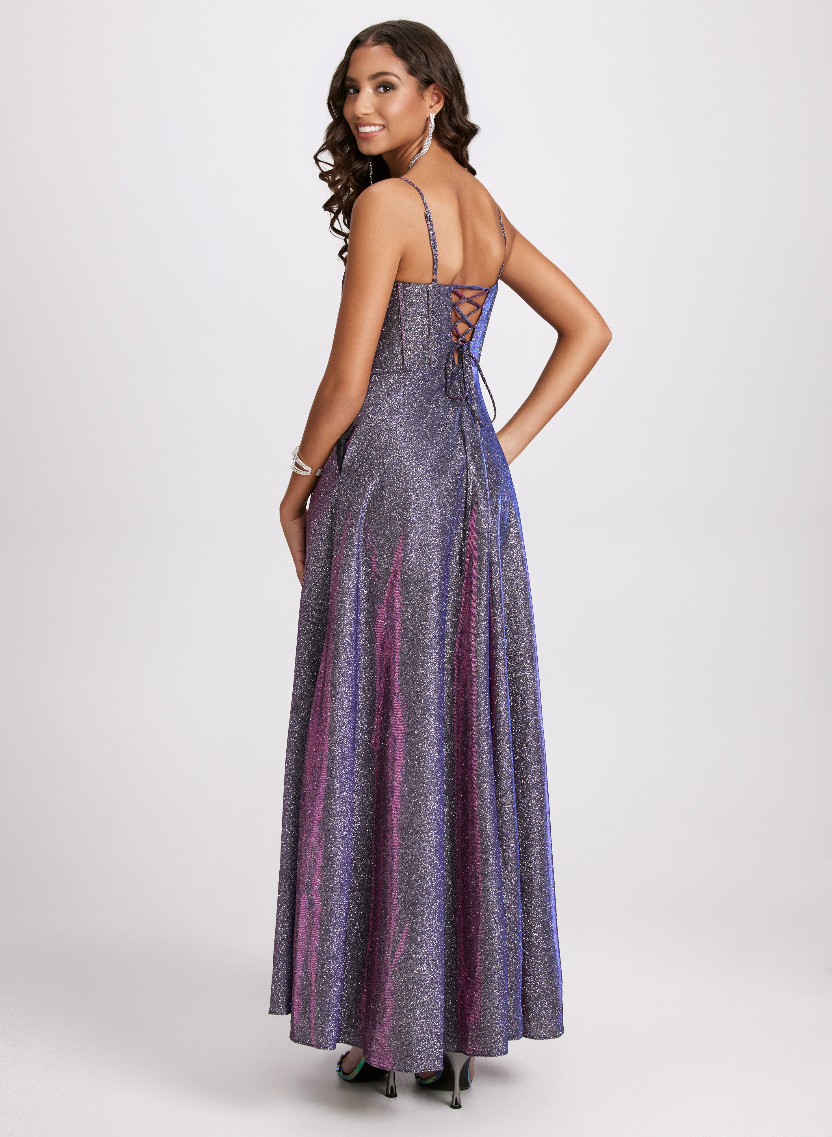 Metallic High Slit Dress - Image 4