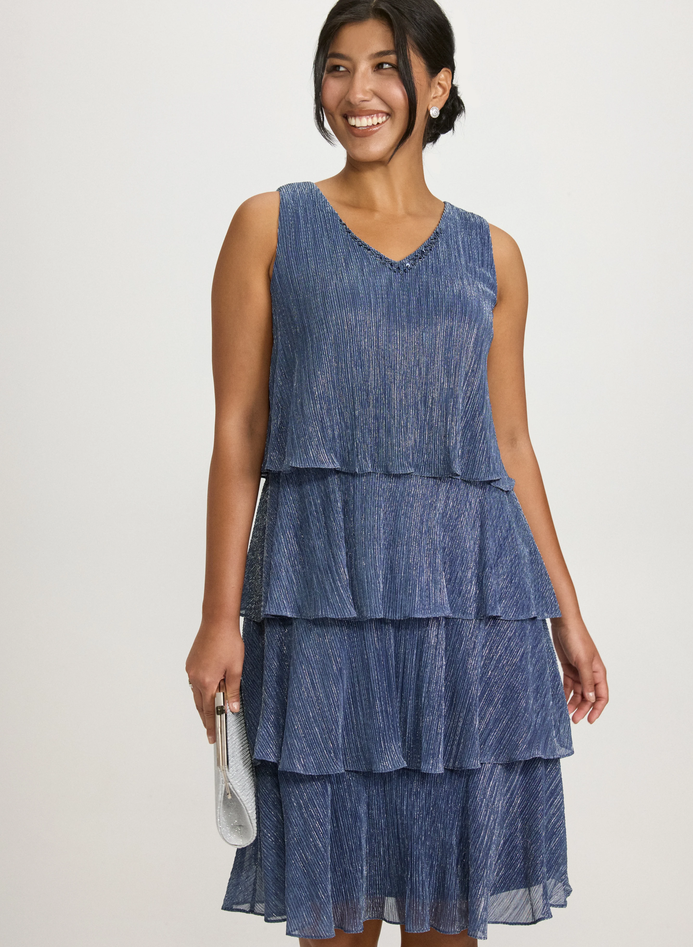 Metallic Jacket & Tiered Dress Set - Image 4