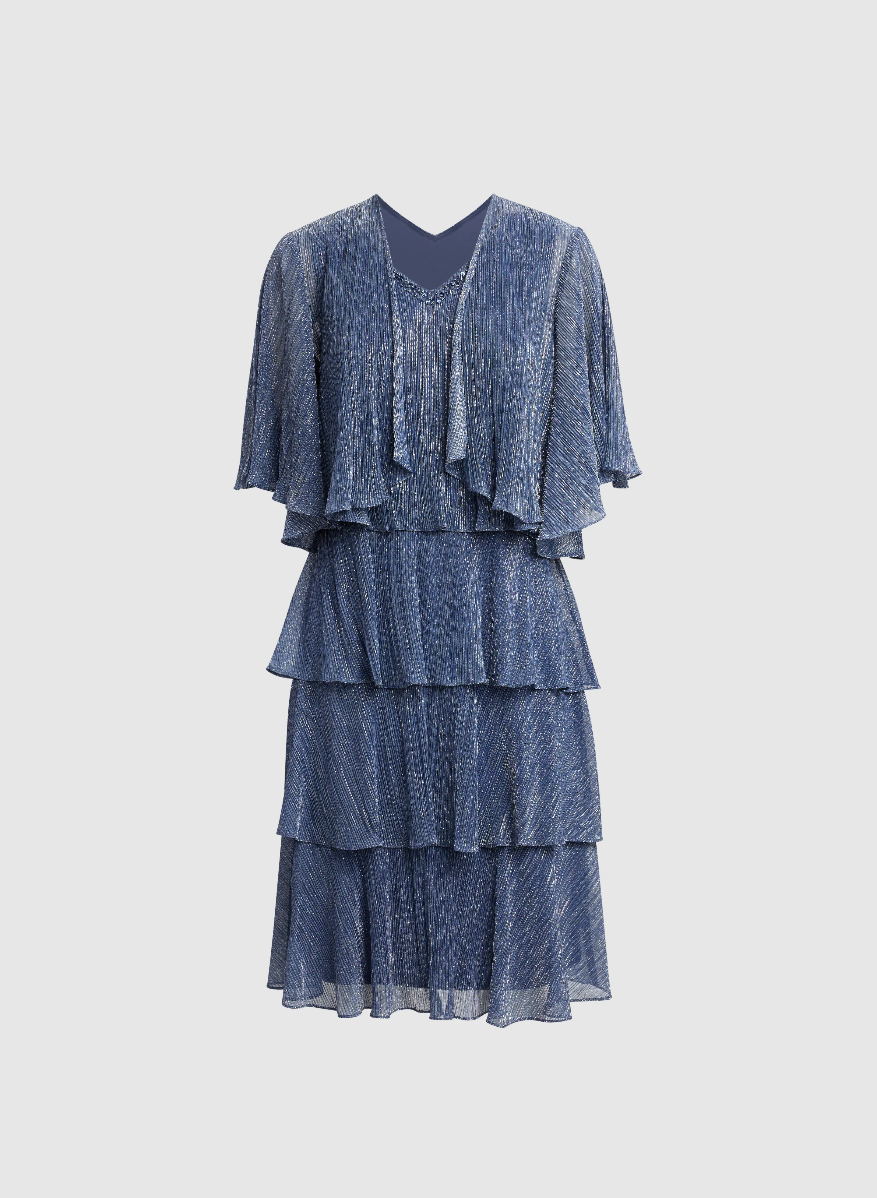 Metallic Jacket & Tiered Dress Set - Image 6