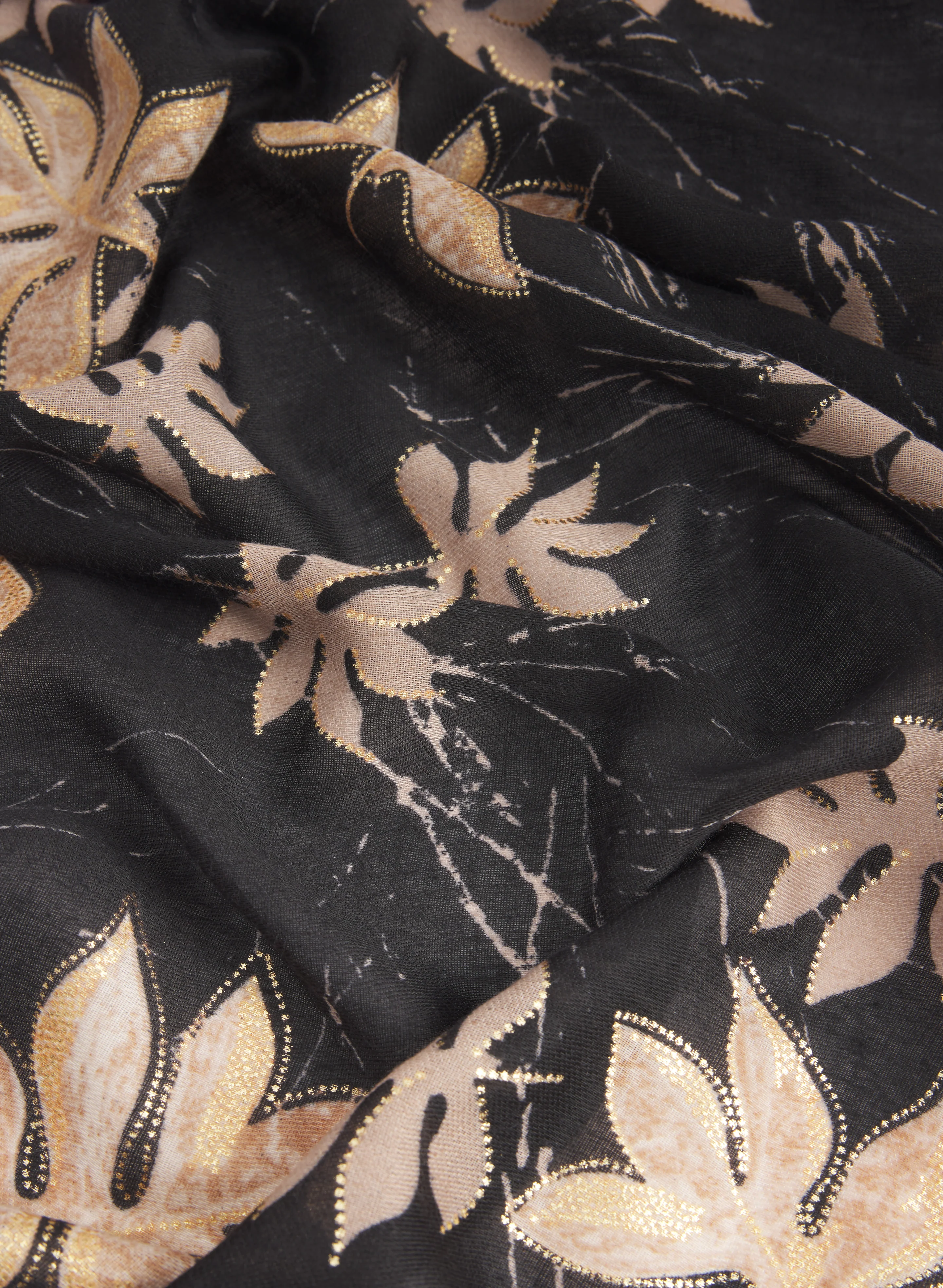 Metallic Leaf Print Scarf - Image 2
