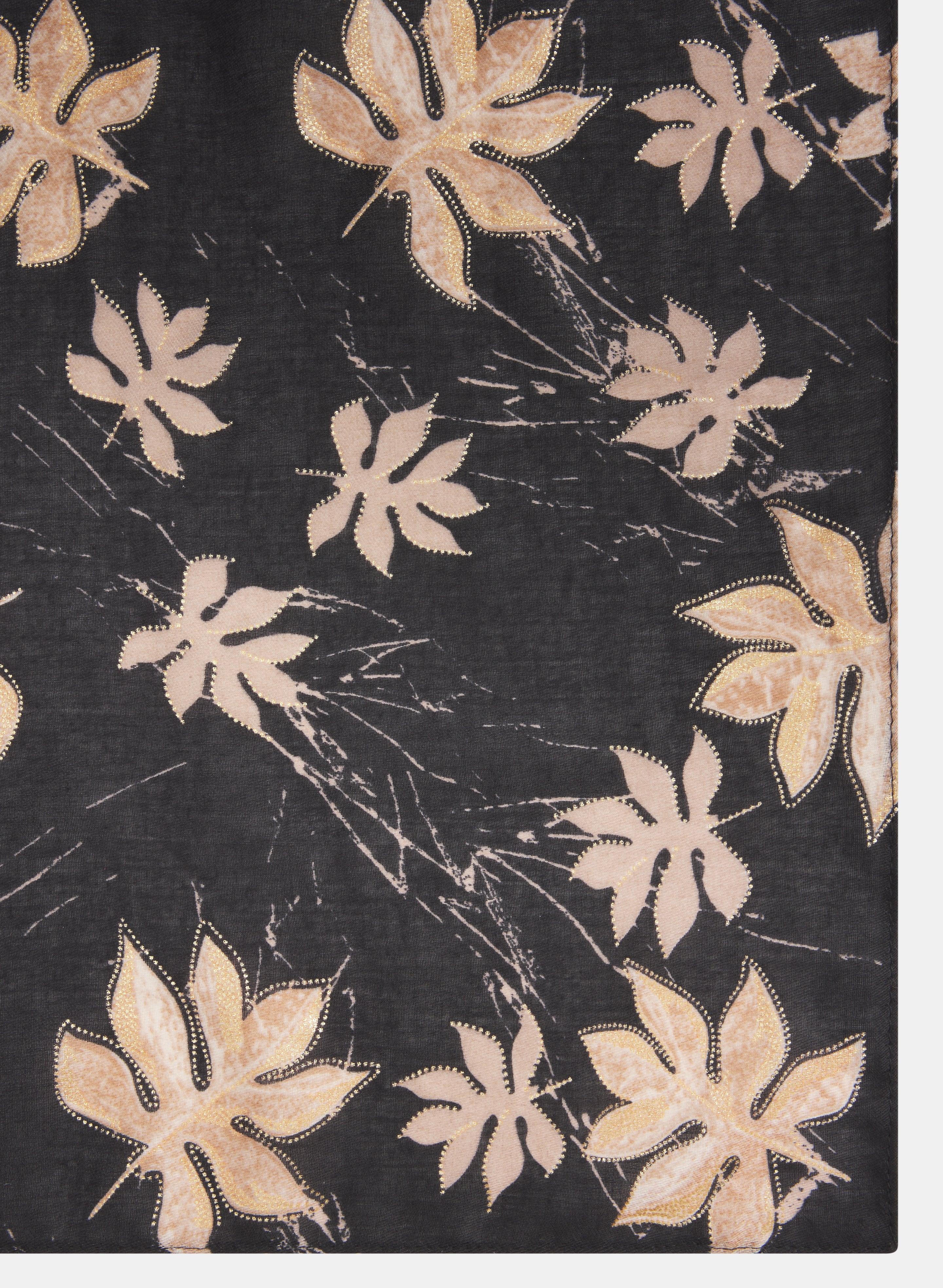 Metallic Leaf Print Scarf - Image 3