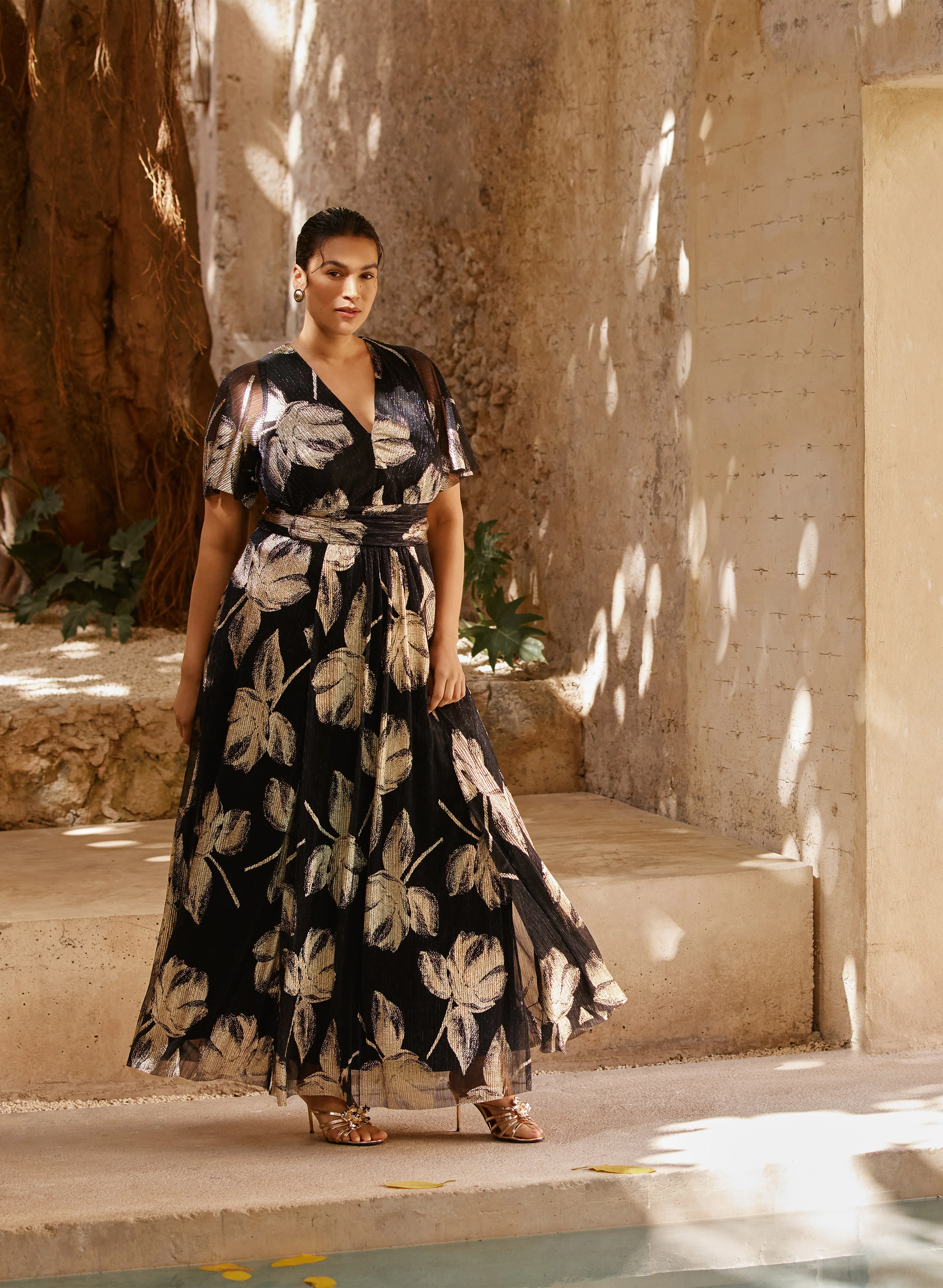 Metallic Pleated Dress - Image 2