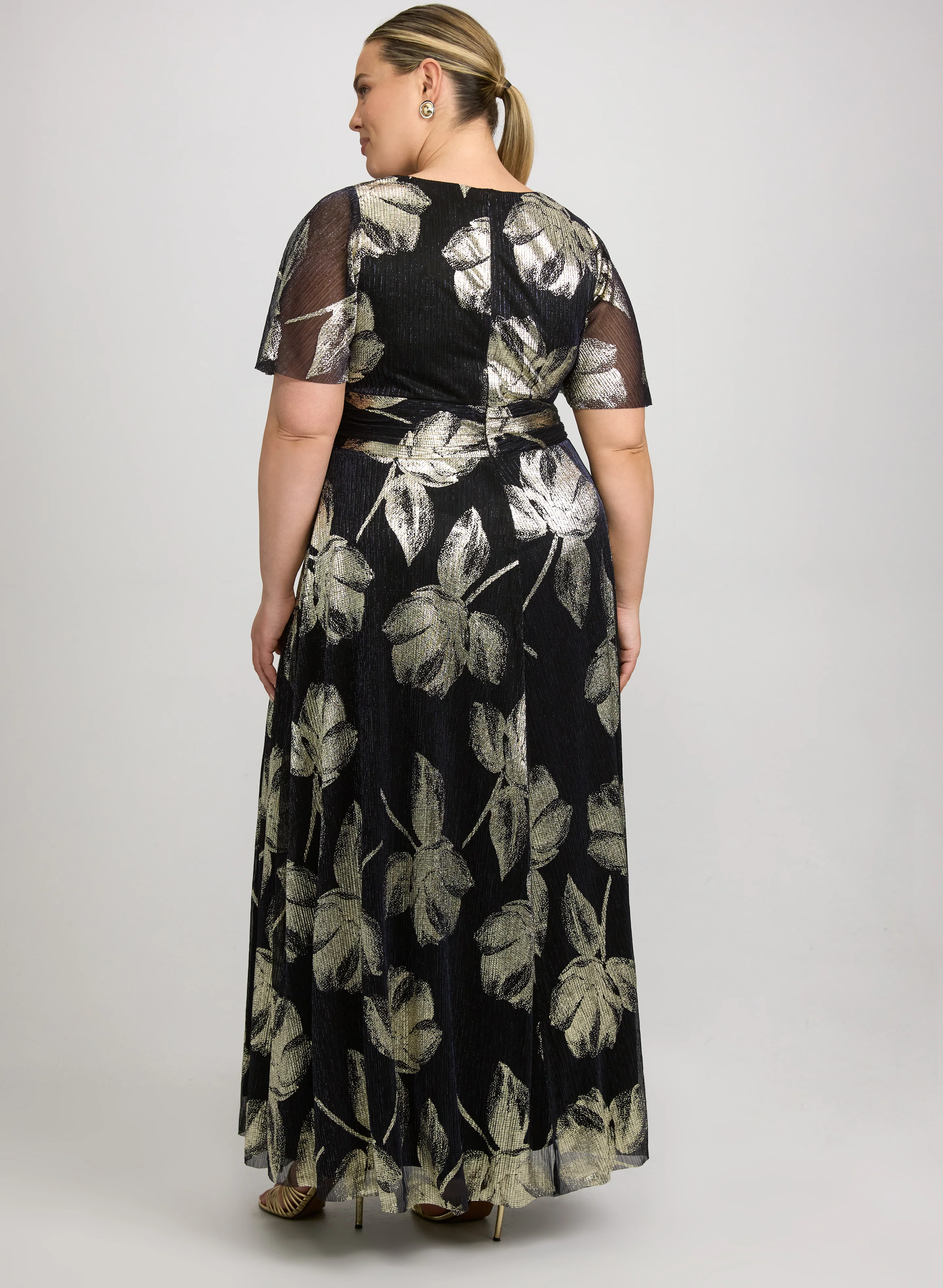 Metallic Pleated Dress - Image 4