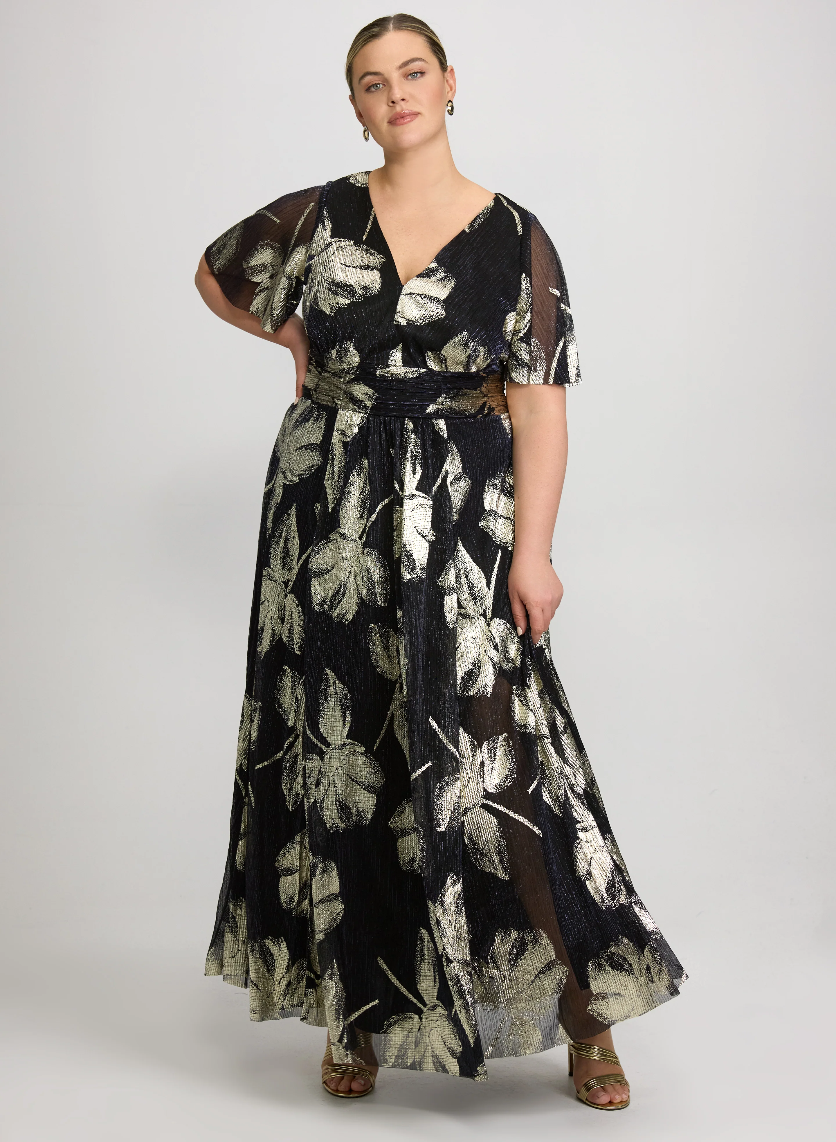 Metallic Pleated Dress - Image 7