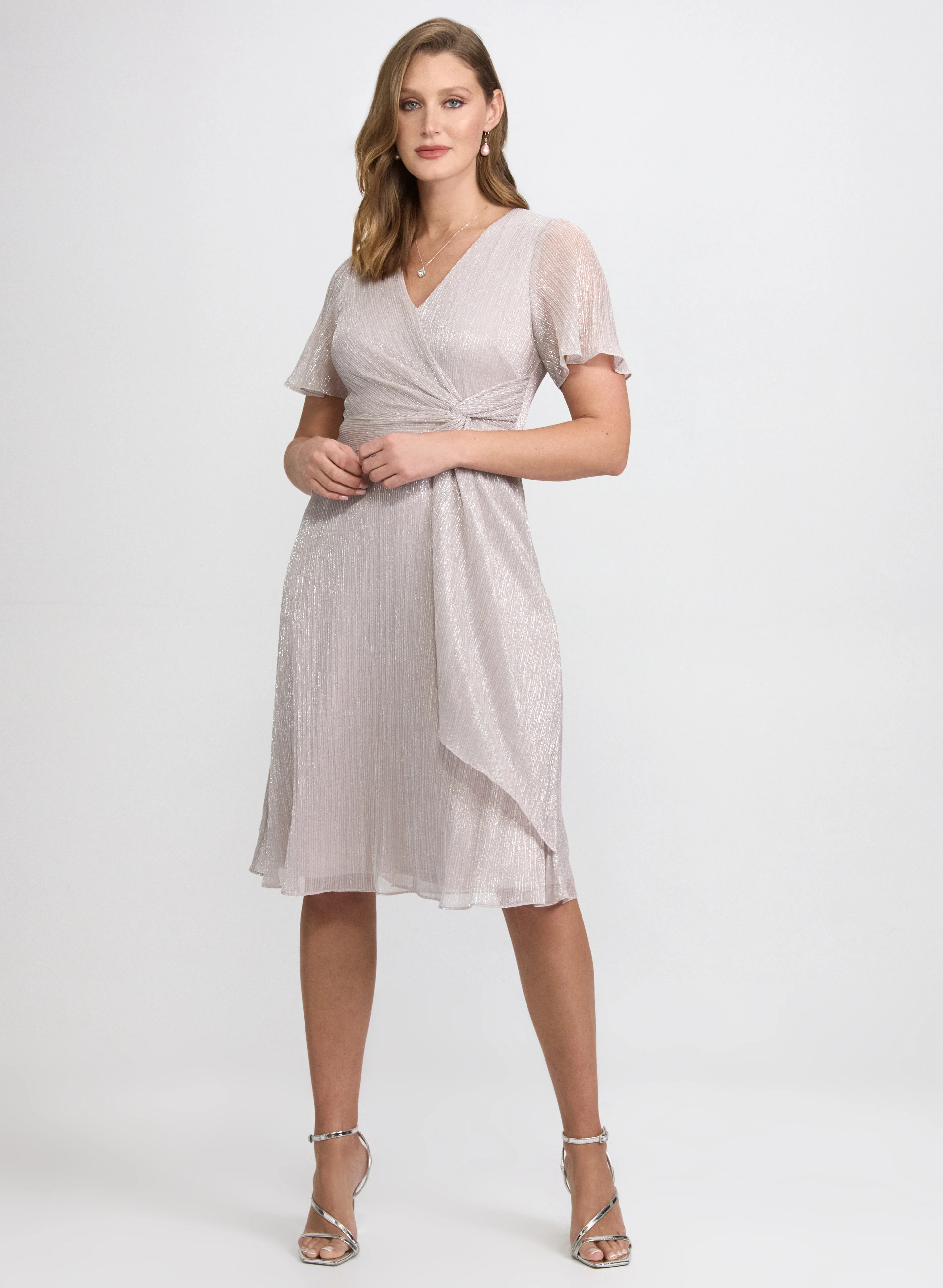 Metallic Plissé Dress