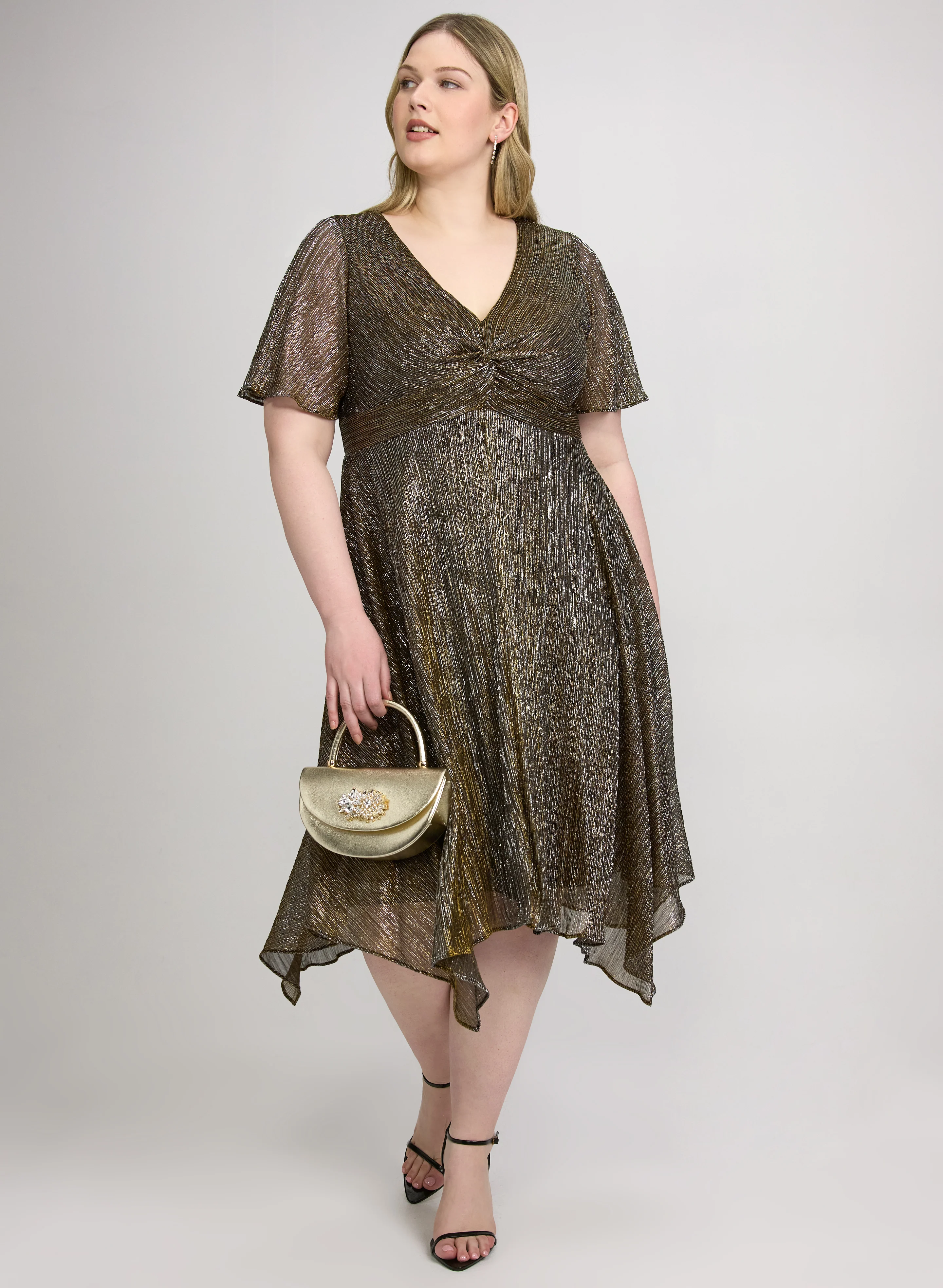 Metallic V-Neck Dress