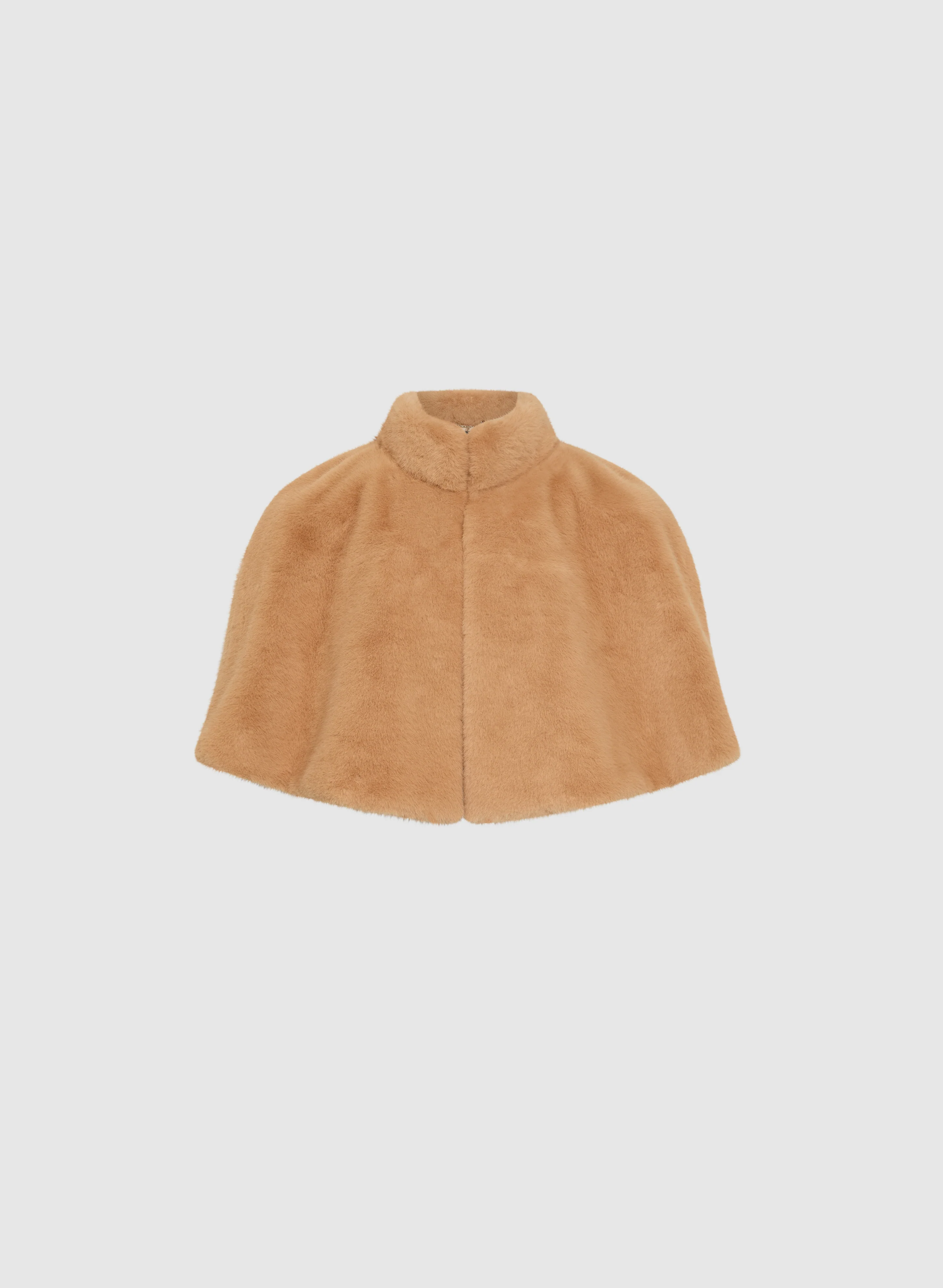 Mock Neck Faux Fur Cape - Image 6