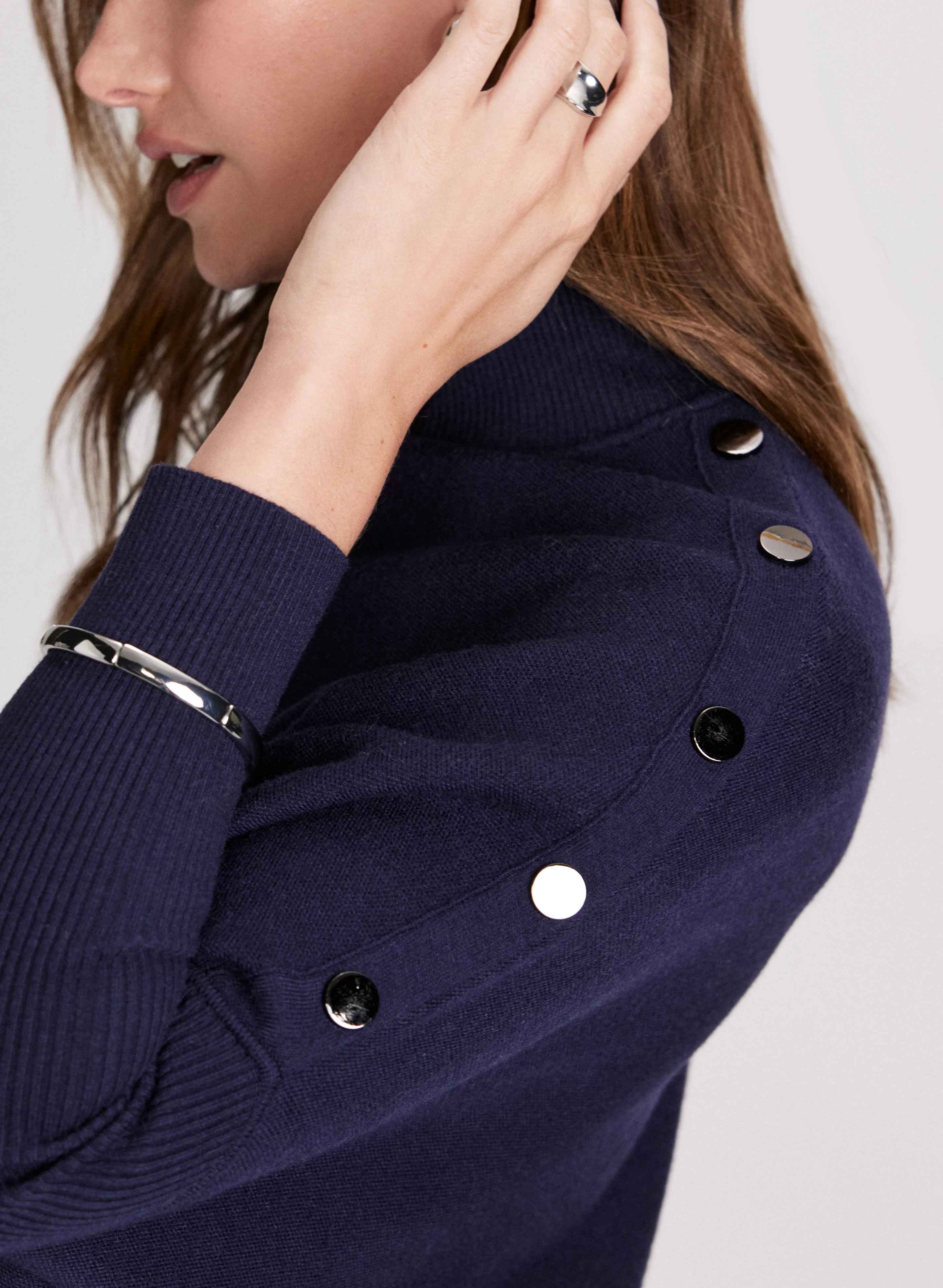 Mock Neck Fringe Detail Sweater - Image 4