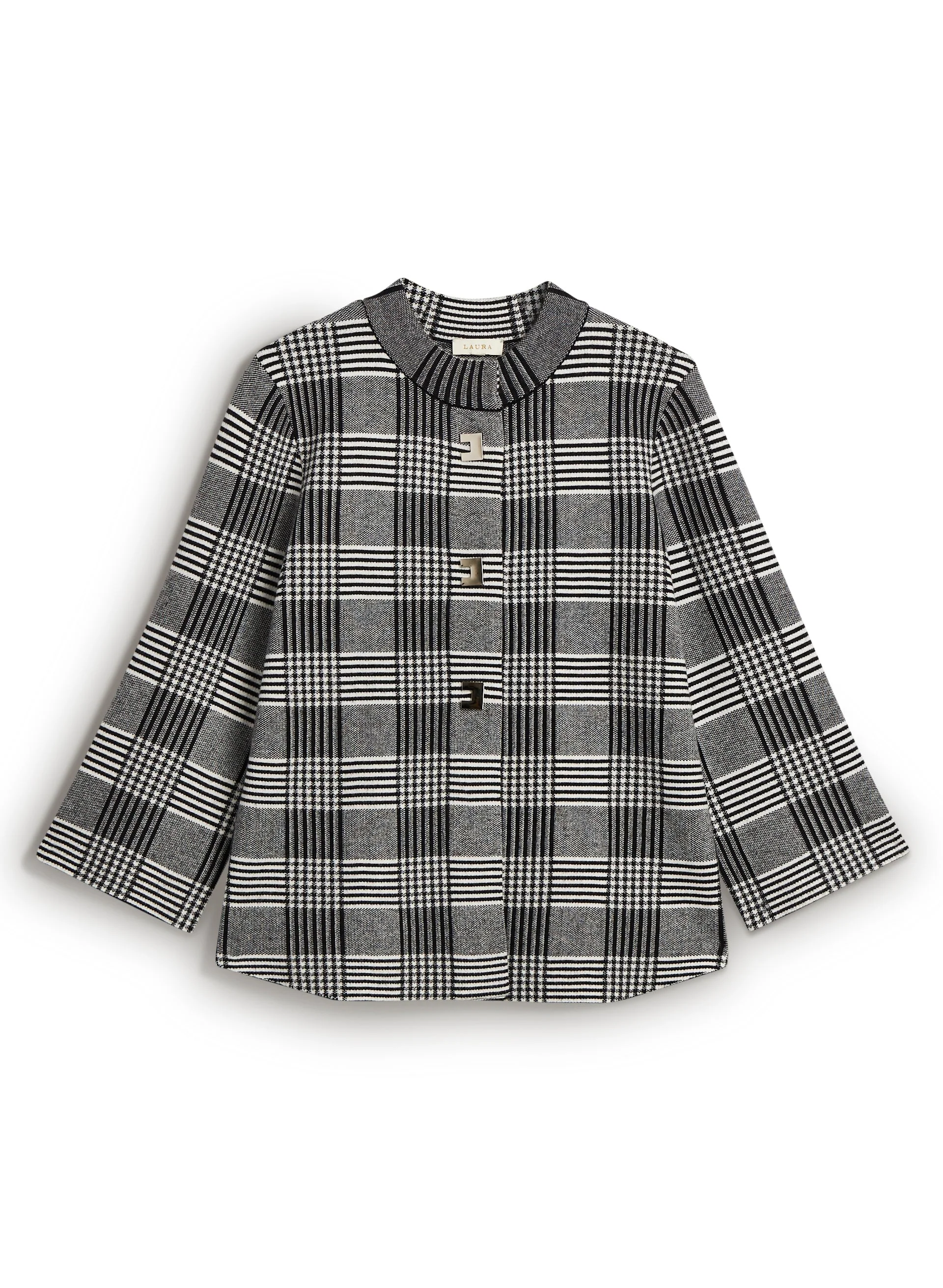 Mock Neck Plaid Cardigan - Image 3
