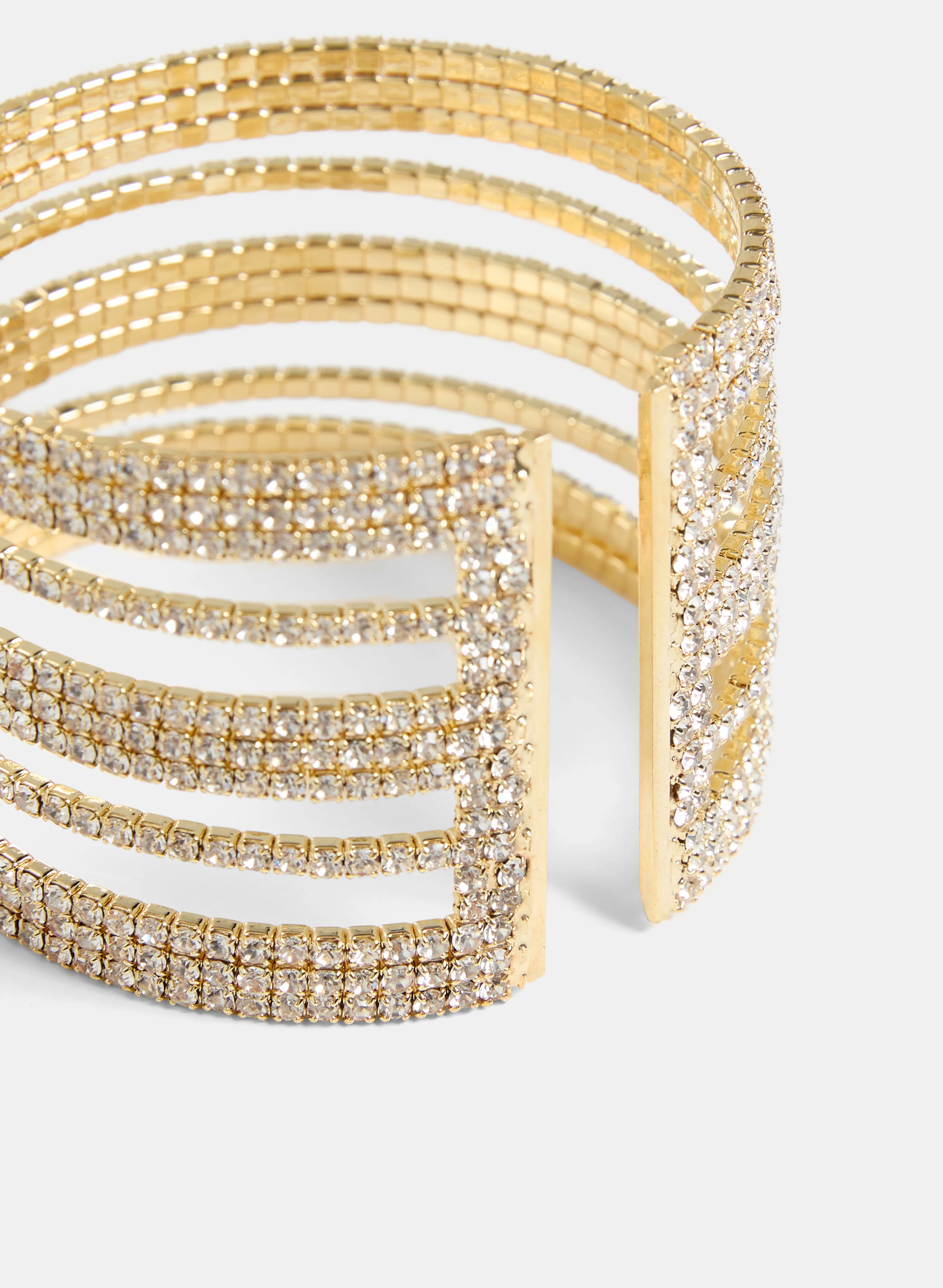 Multi-Row Crystal Cuff Bracelet - Image 2