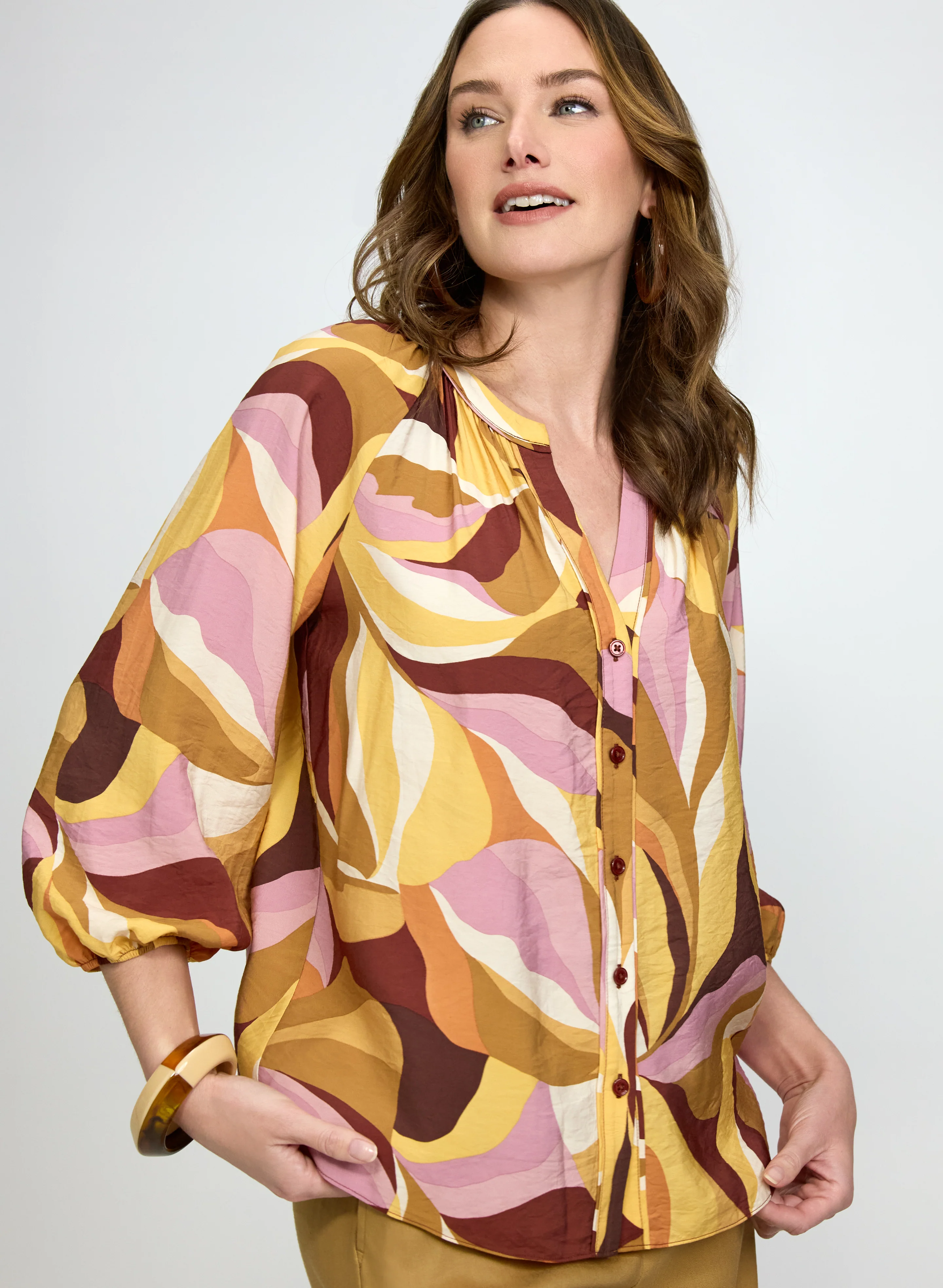 Multicolour Leaf Print Blouse - Image 8