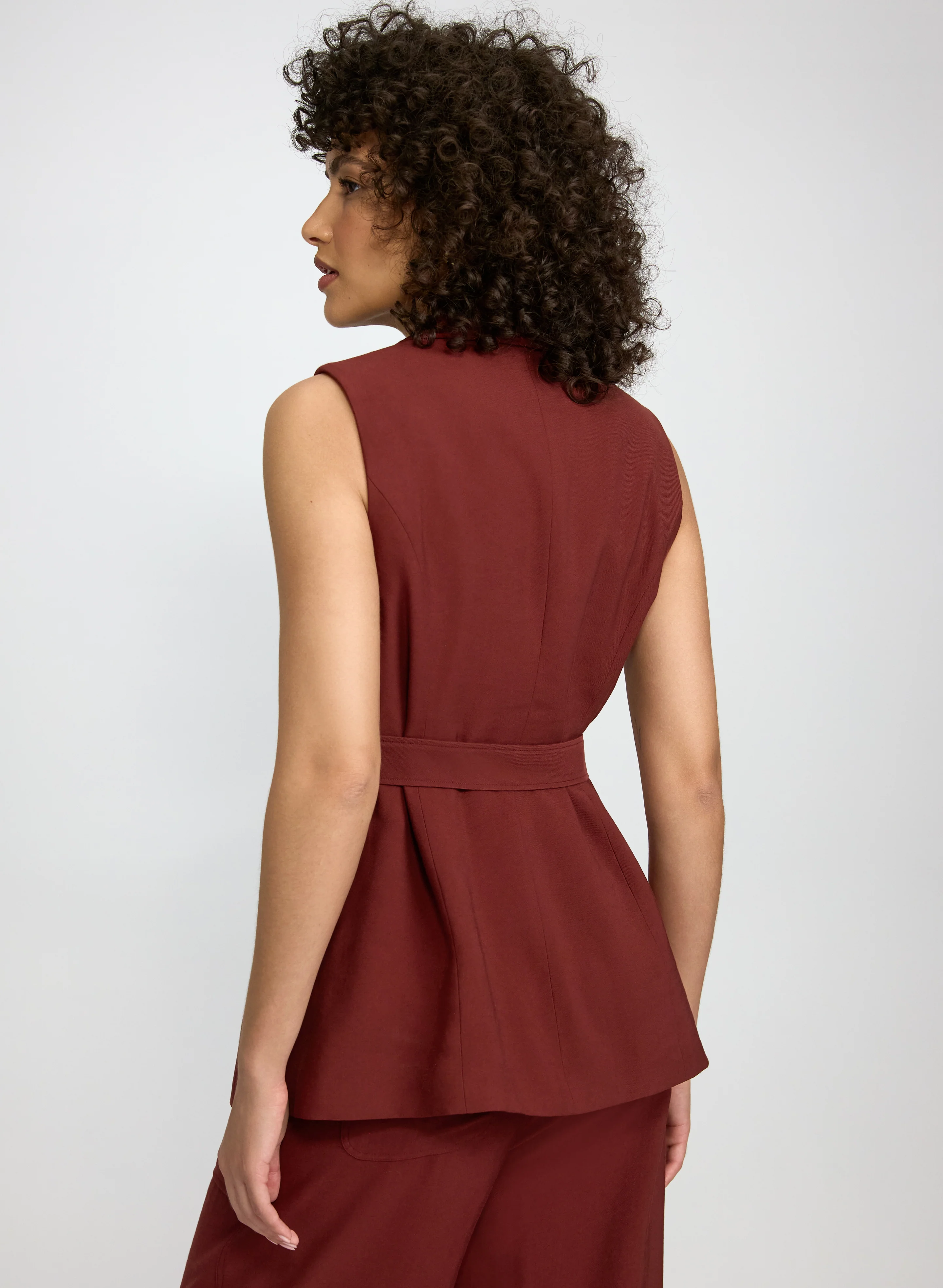 Notched Lapel Belted Vest - Image 3