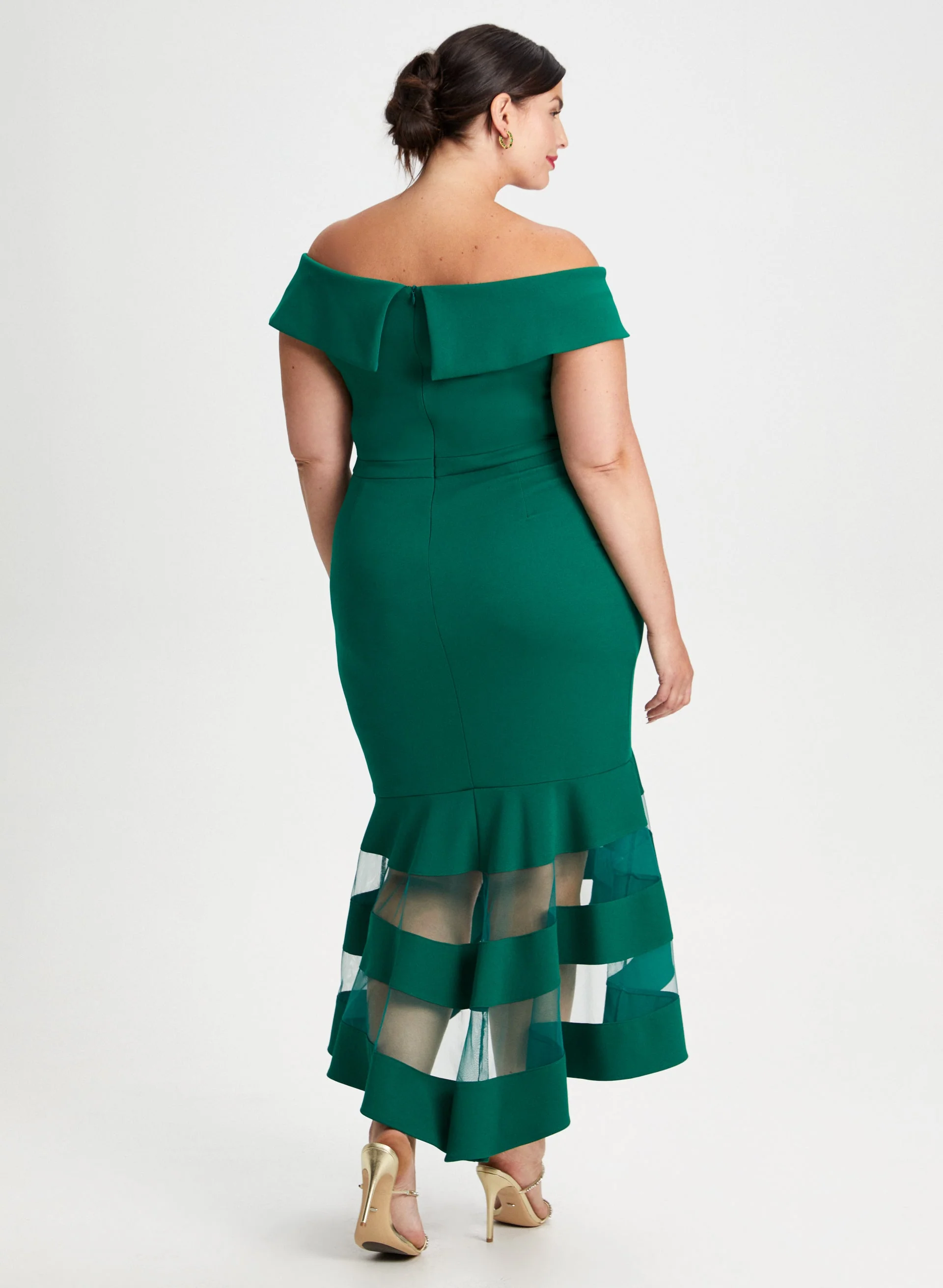 Off-the-Shoulder Mesh Detail Dress - Image 4