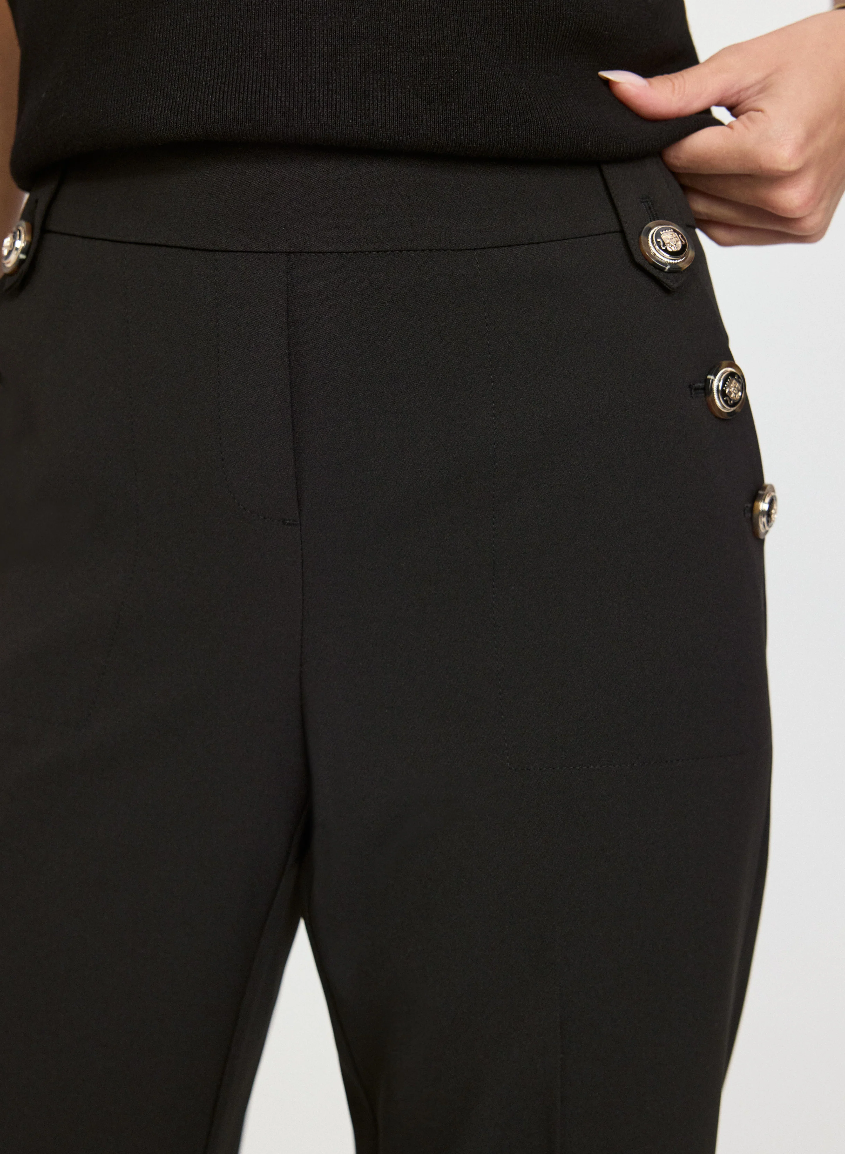 Olivia Embossed Button Wide-Leg Pants - Image 5