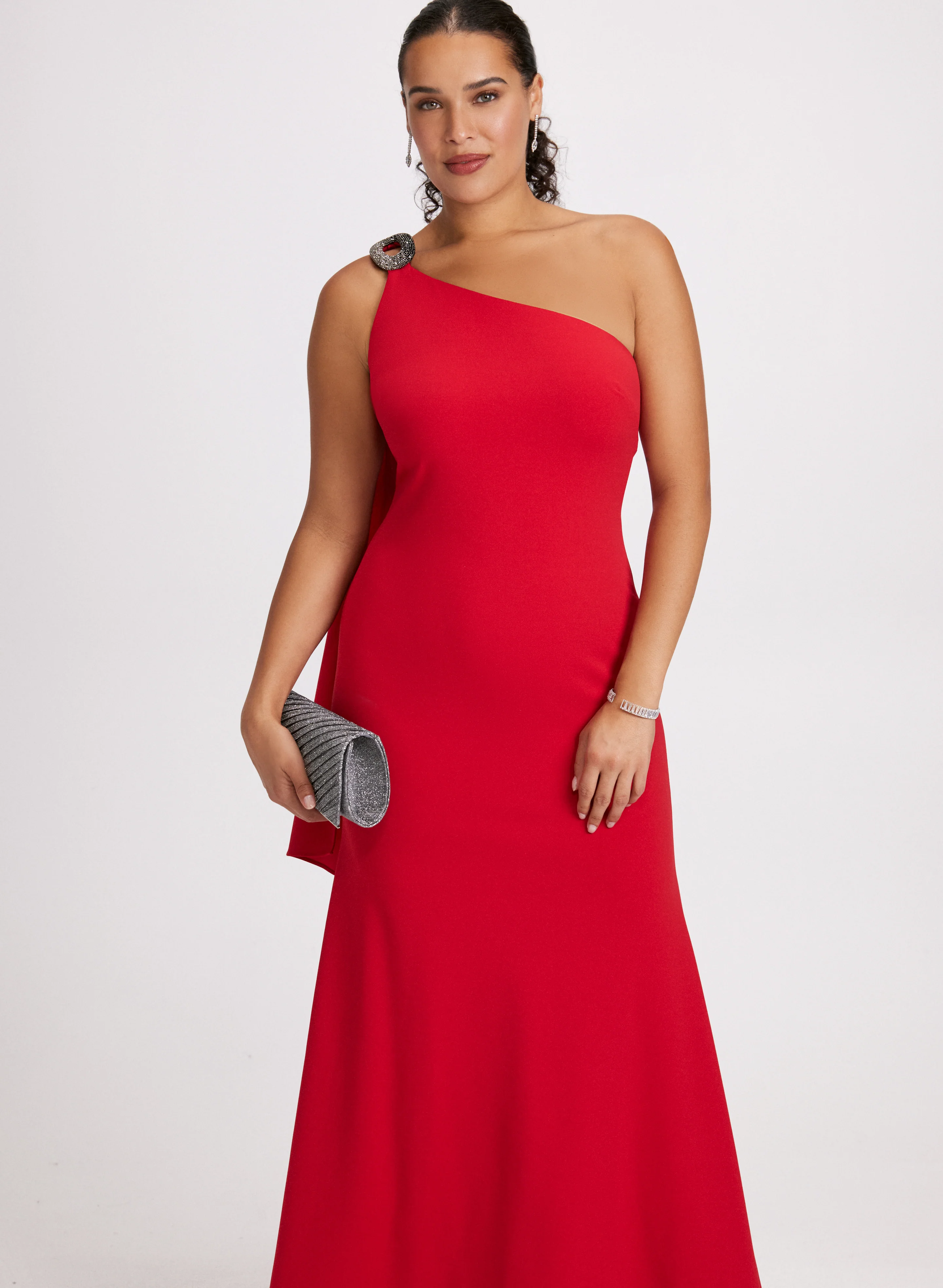 One-Shoulder Crepe Dress - Image 5