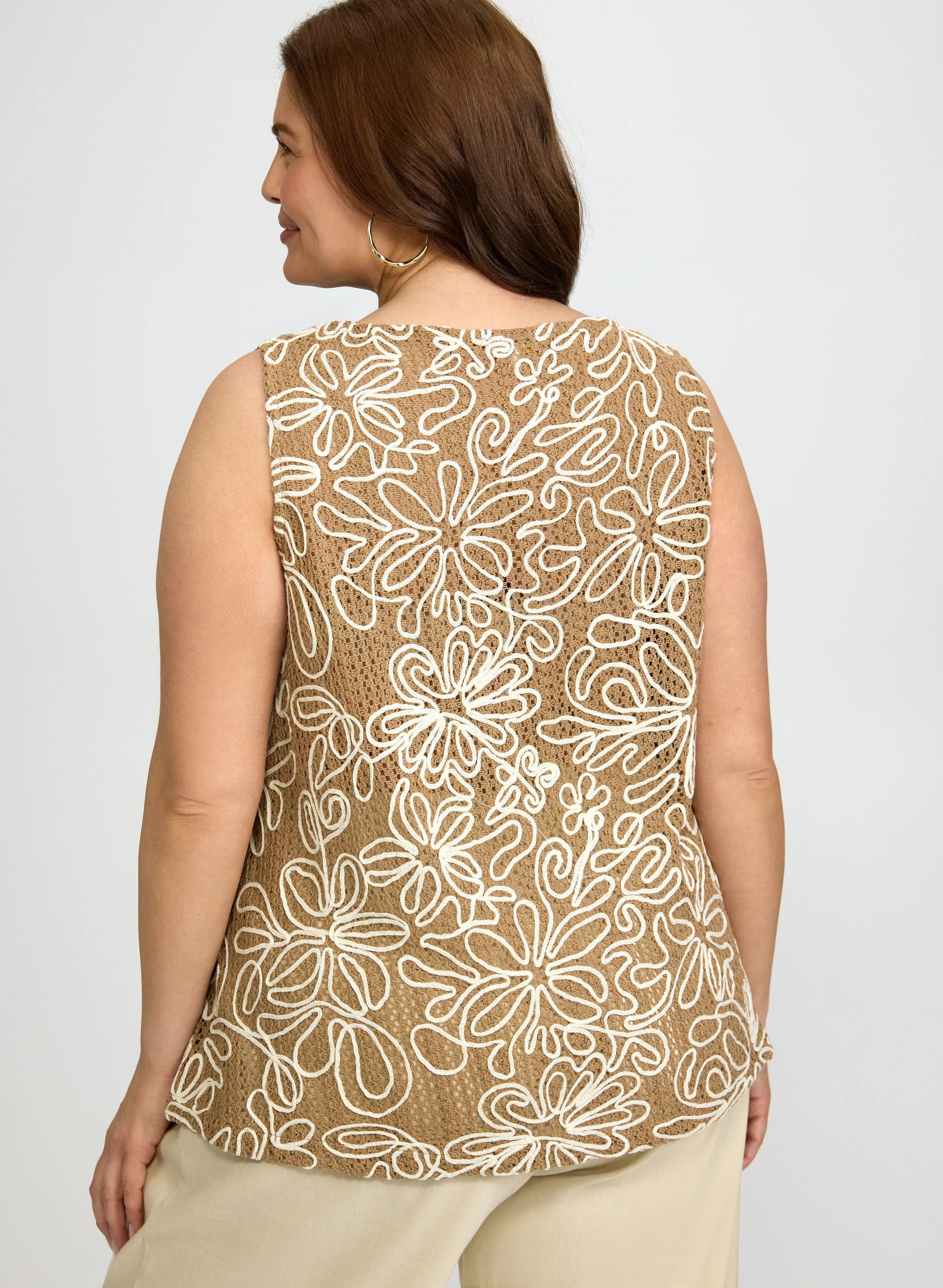 Open-Knit Floral Embroidered Top - Image 4