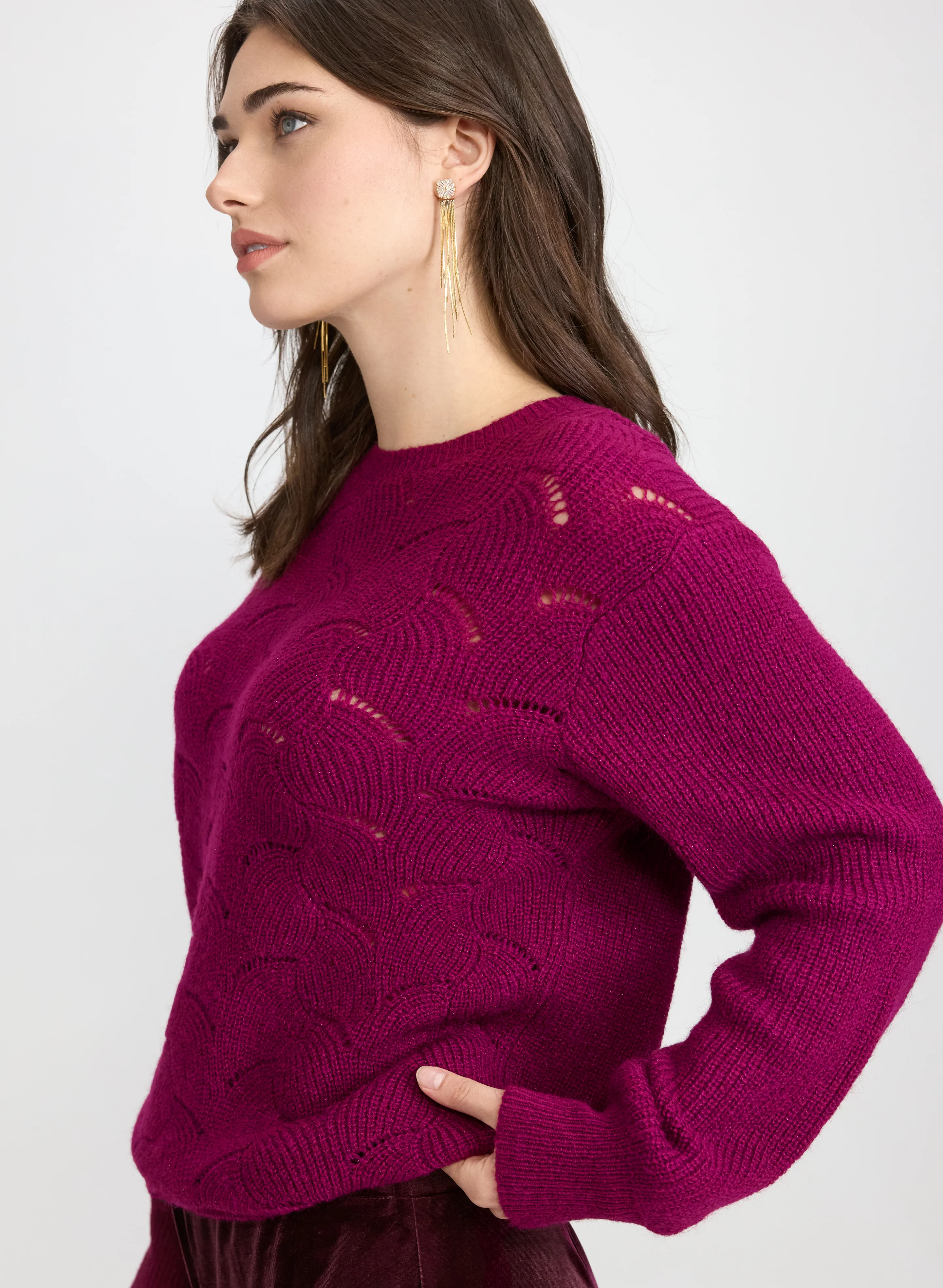 Open Knit Metallic Sweater - Image 4
