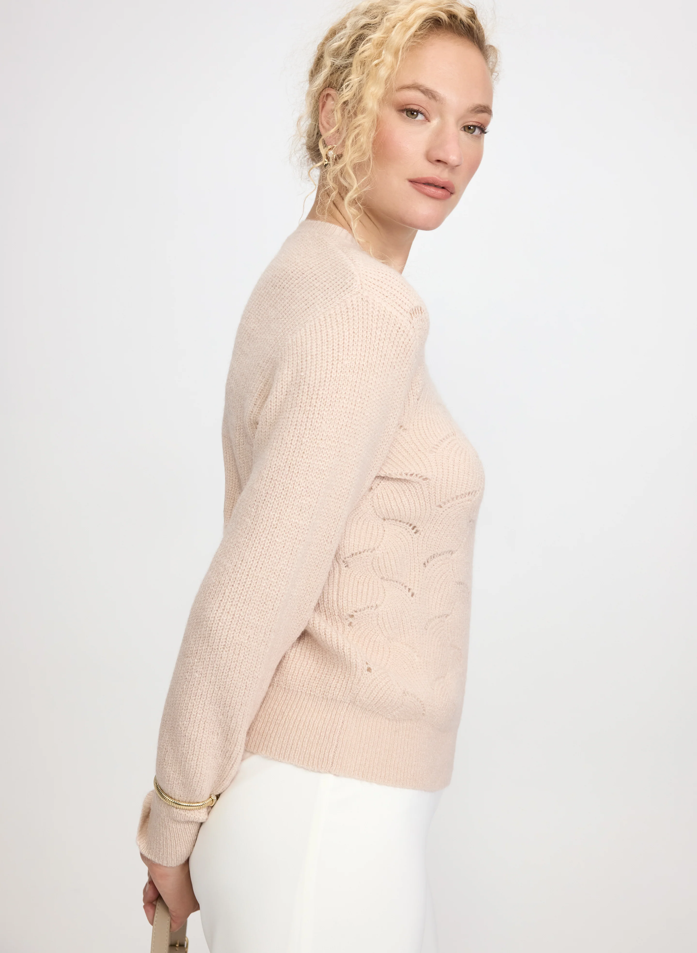 Open Knit Metallic Sweater - Image 5