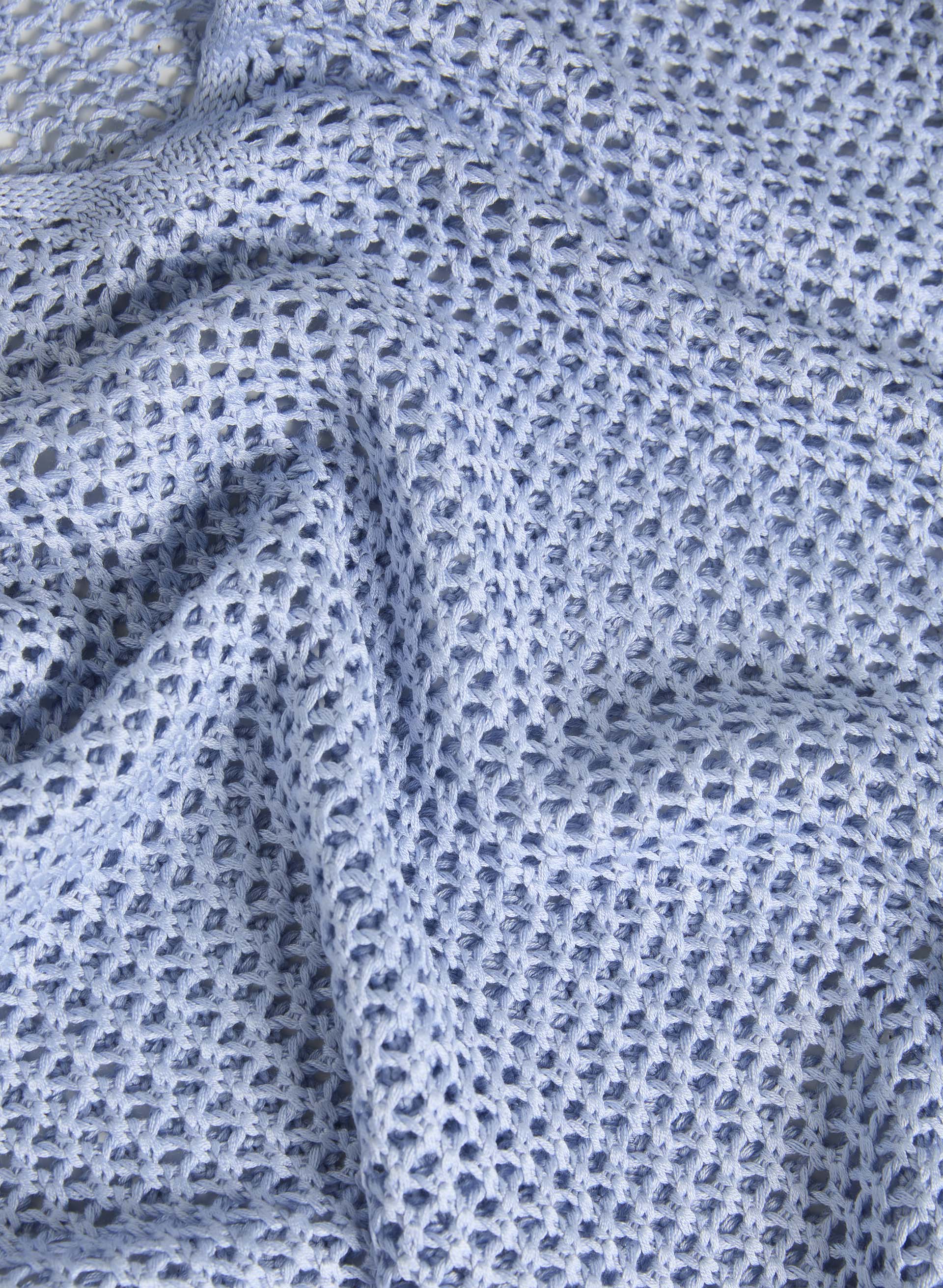 Openwork Knit Short Sleeve Sweater - Image 7