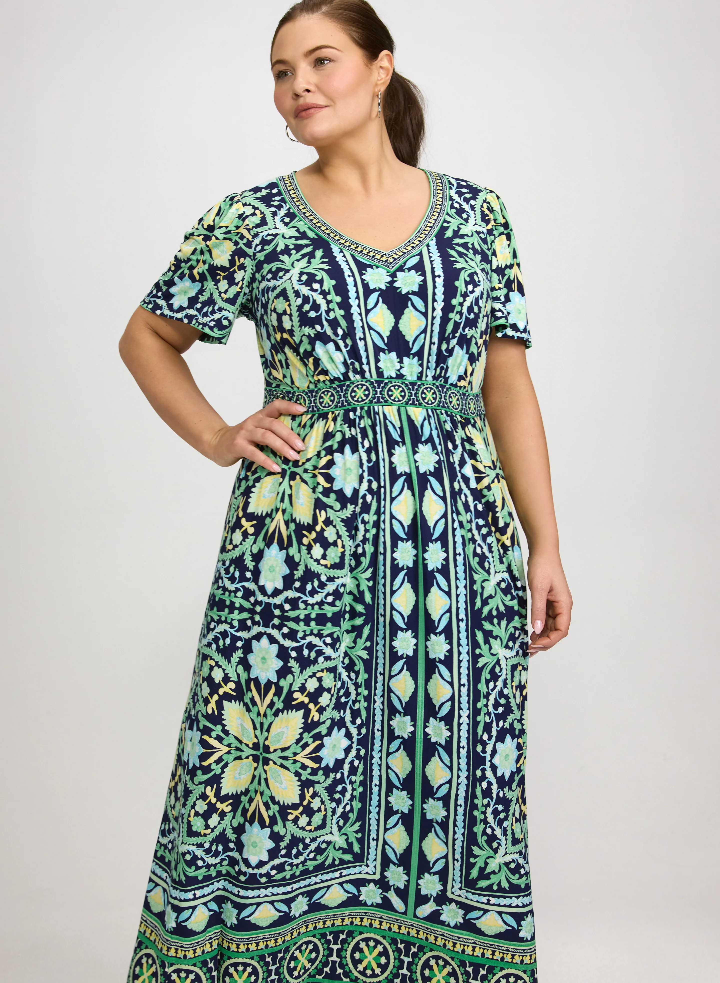 Ornate Floral Print Dress - Image 4