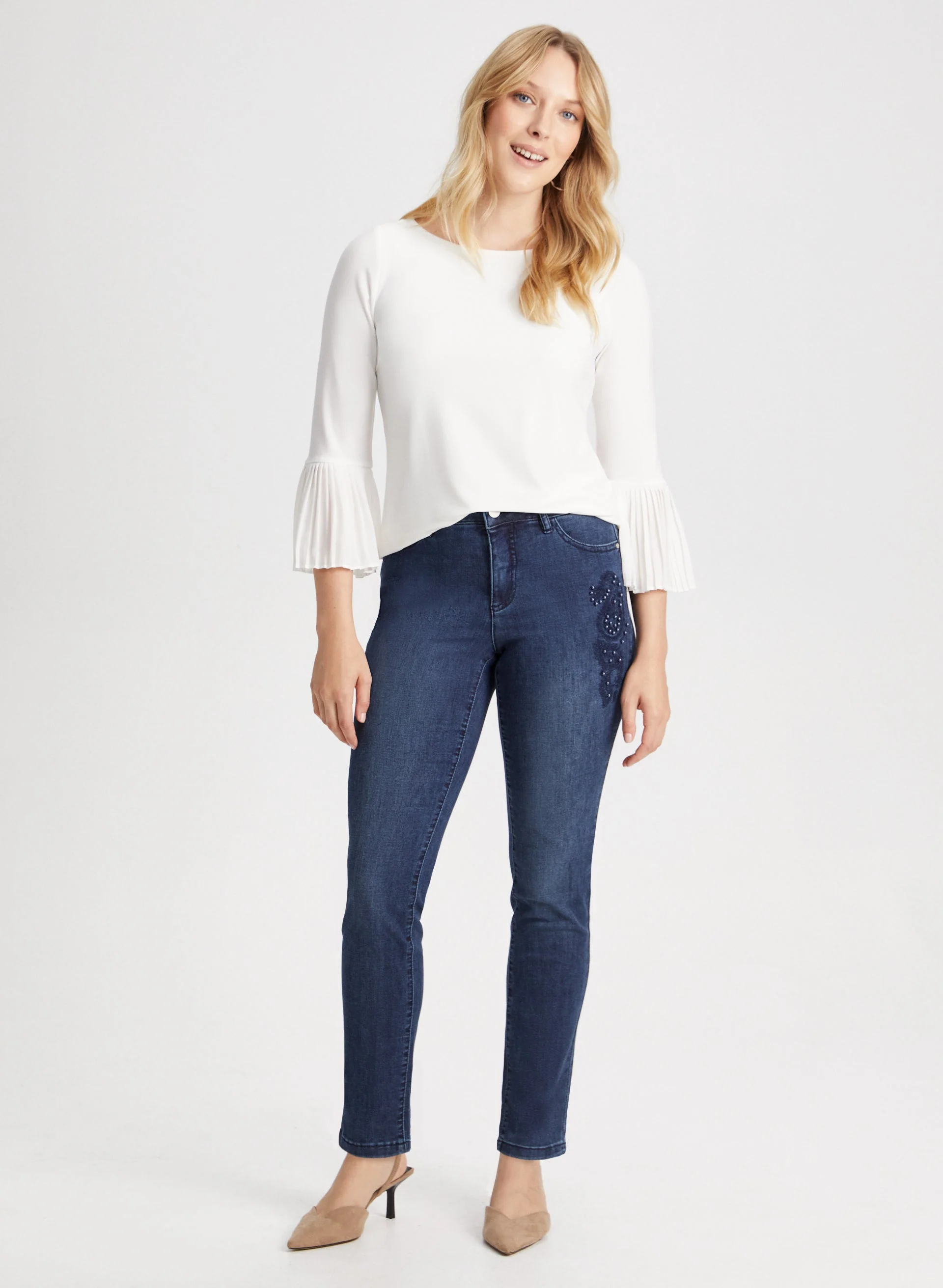 Paisley Appliqué Straight Leg Jeans - Image 4