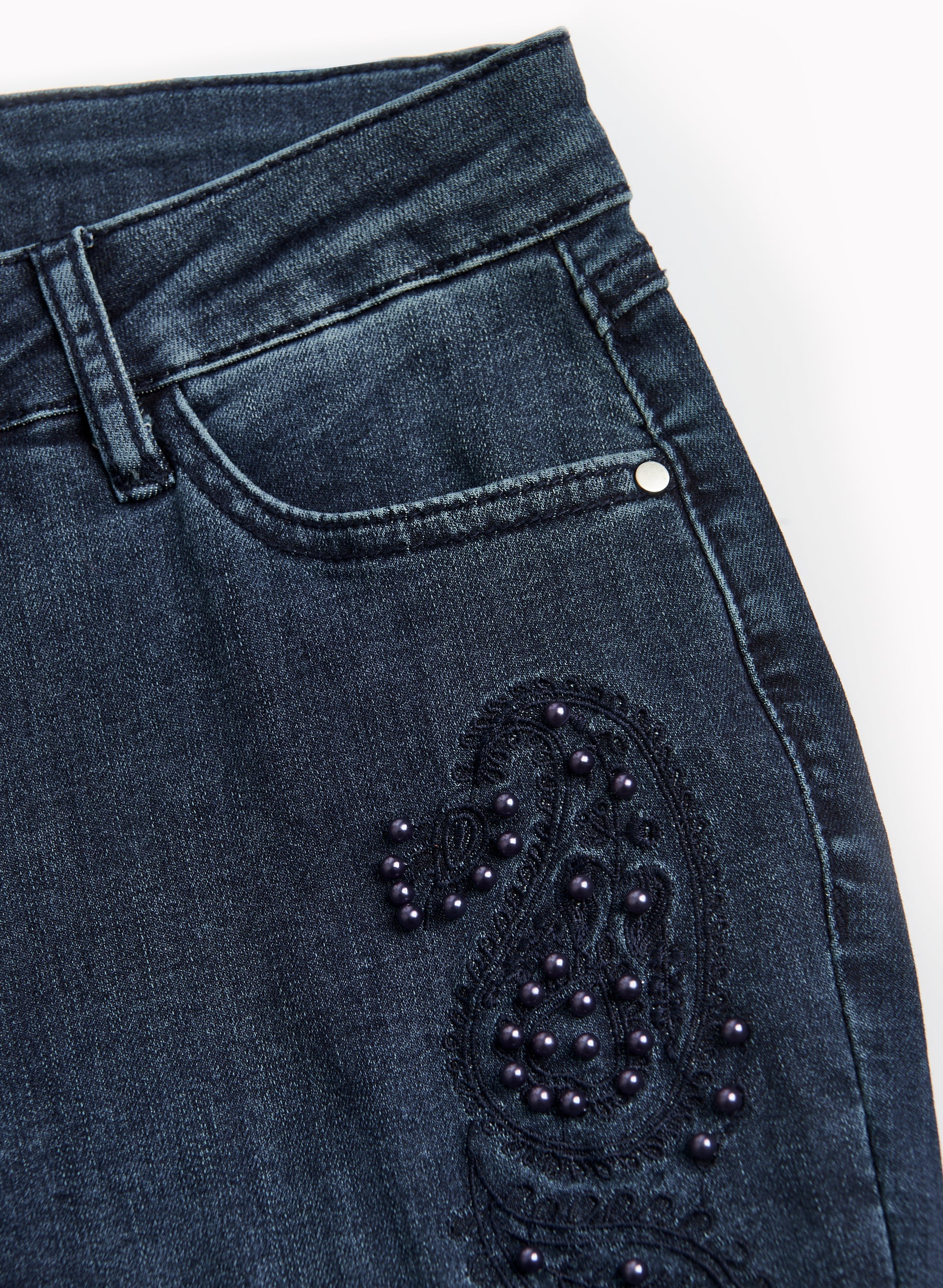 Paisley Appliqué Straight Leg Jeans - Image 5