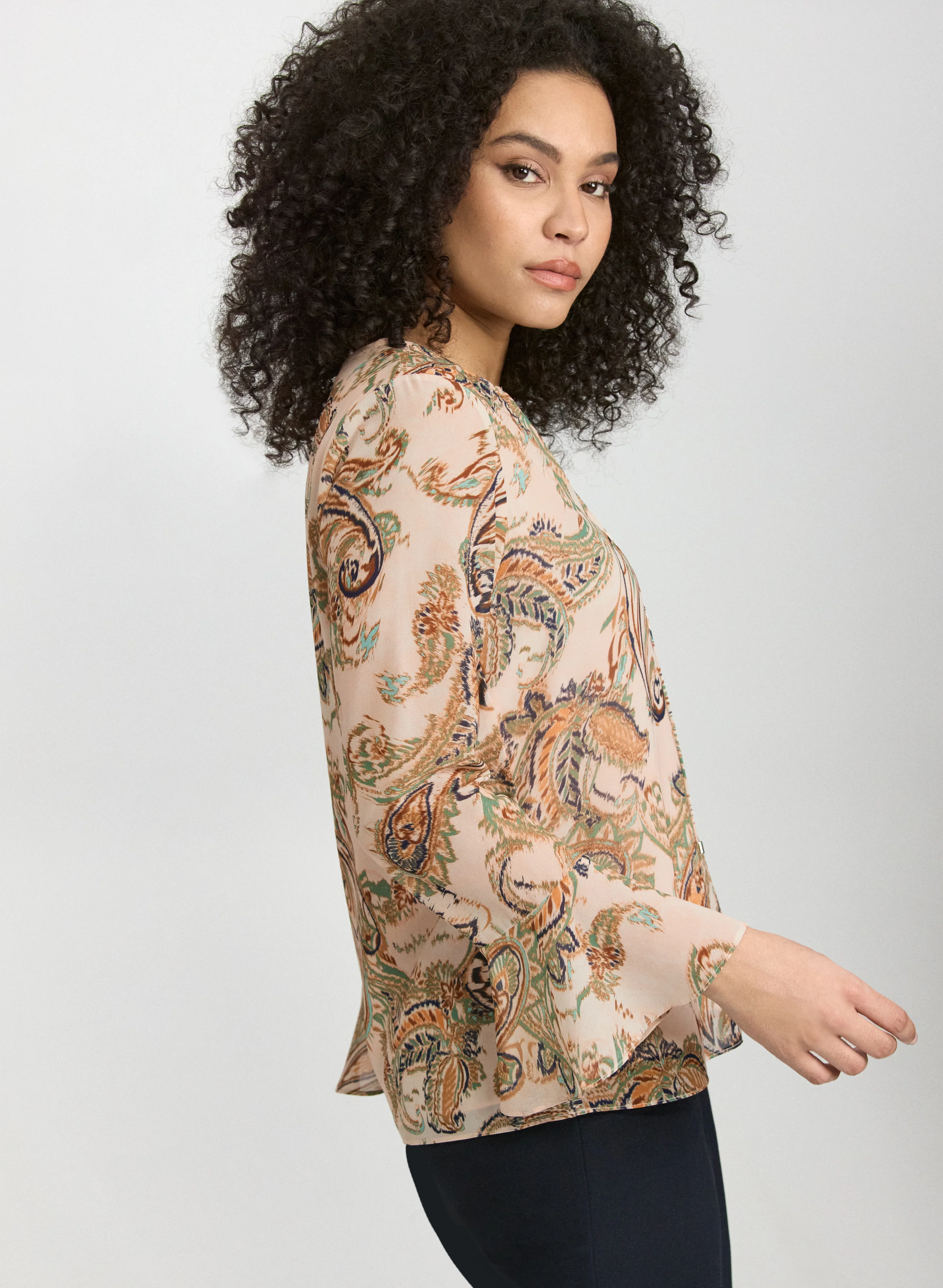 Paisley Bell Sleeve Blouse - Image 5