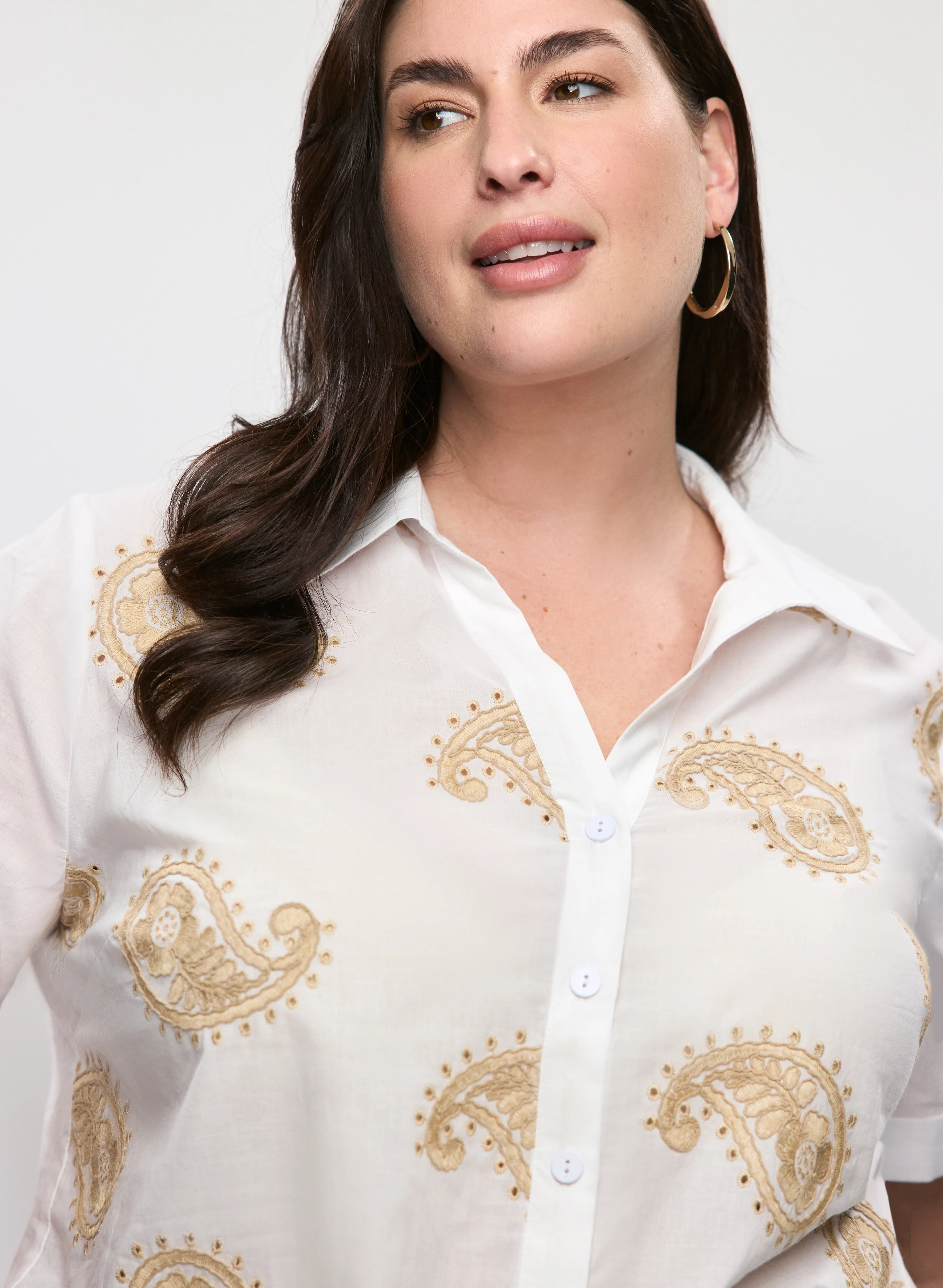 Paisley Embroidered Tie-Front Blouse - Image 2
