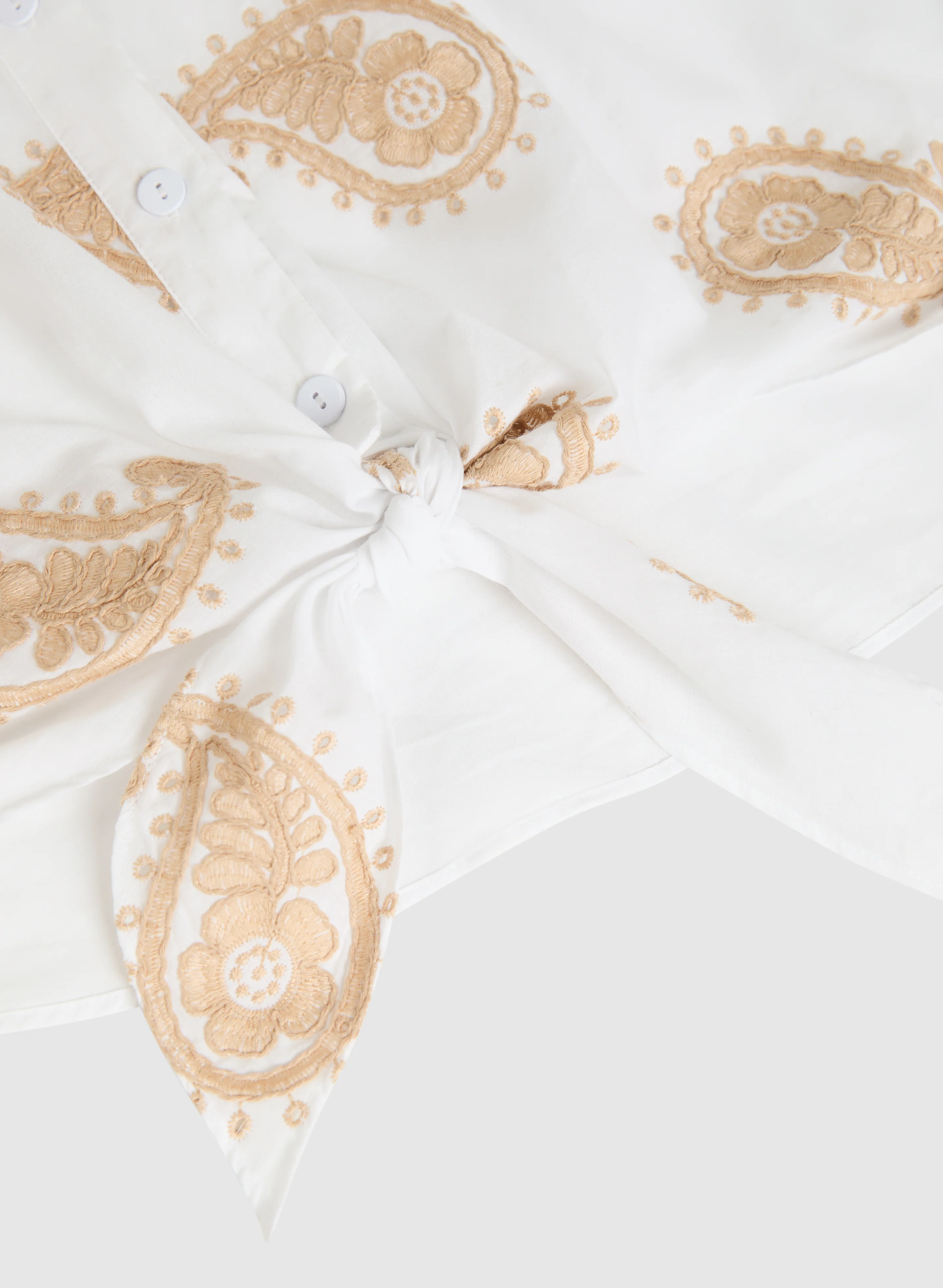 Paisley Embroidered Tie-Front Blouse - Image 7