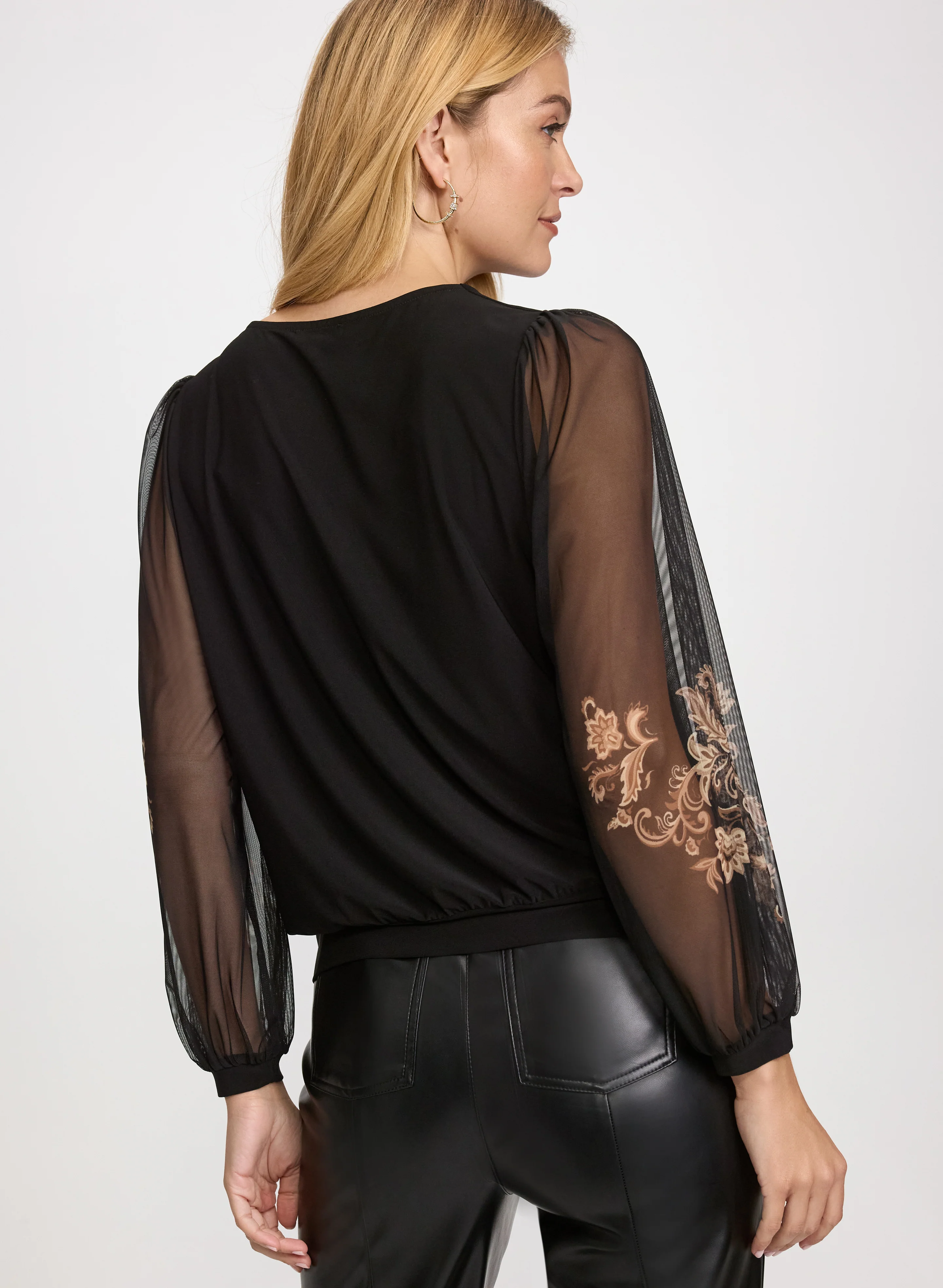 Paisley Mesh Sleeve Top - Image 4