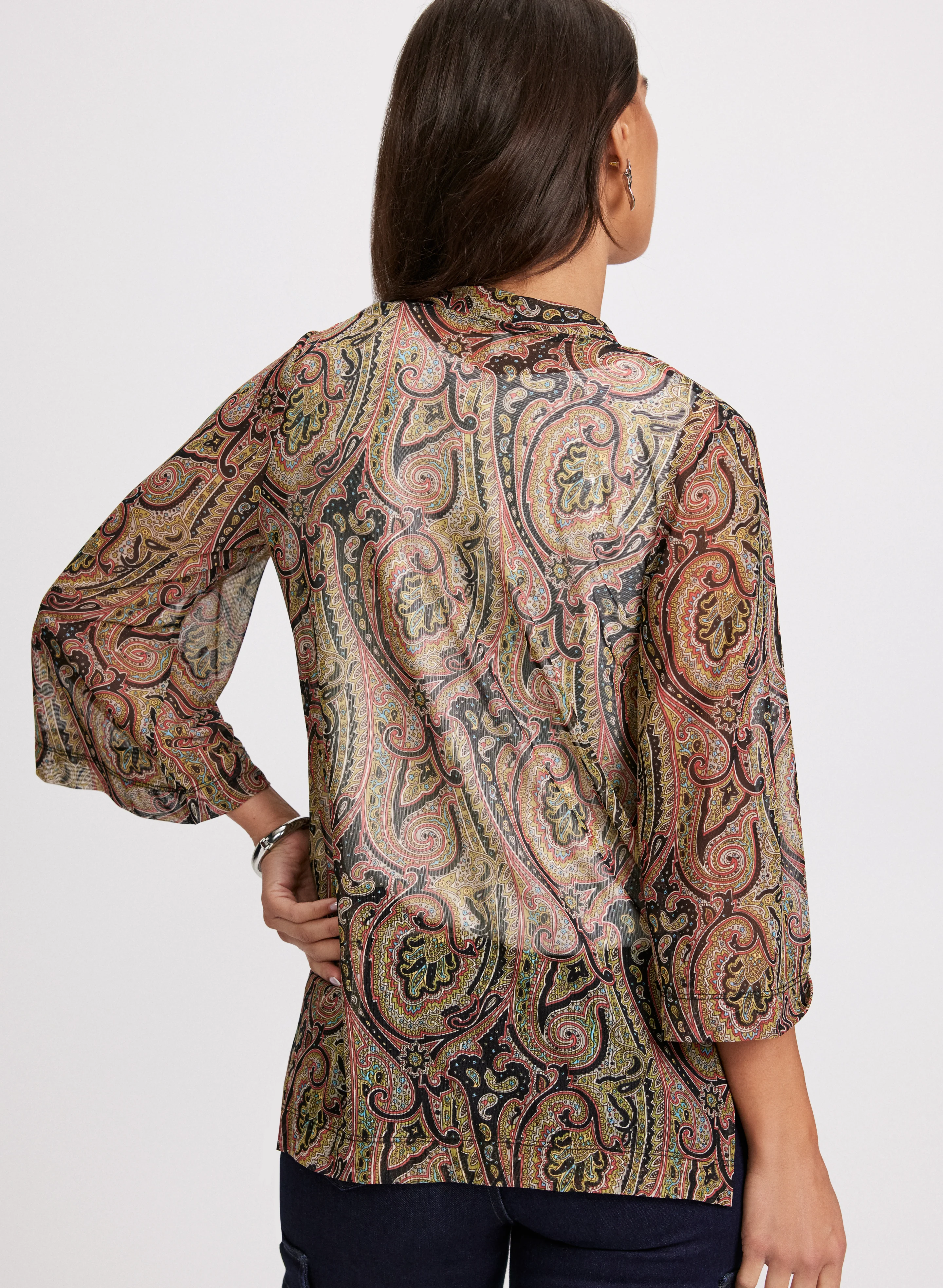 Paisley Print Long Sleeve Cover-Up - Image 4