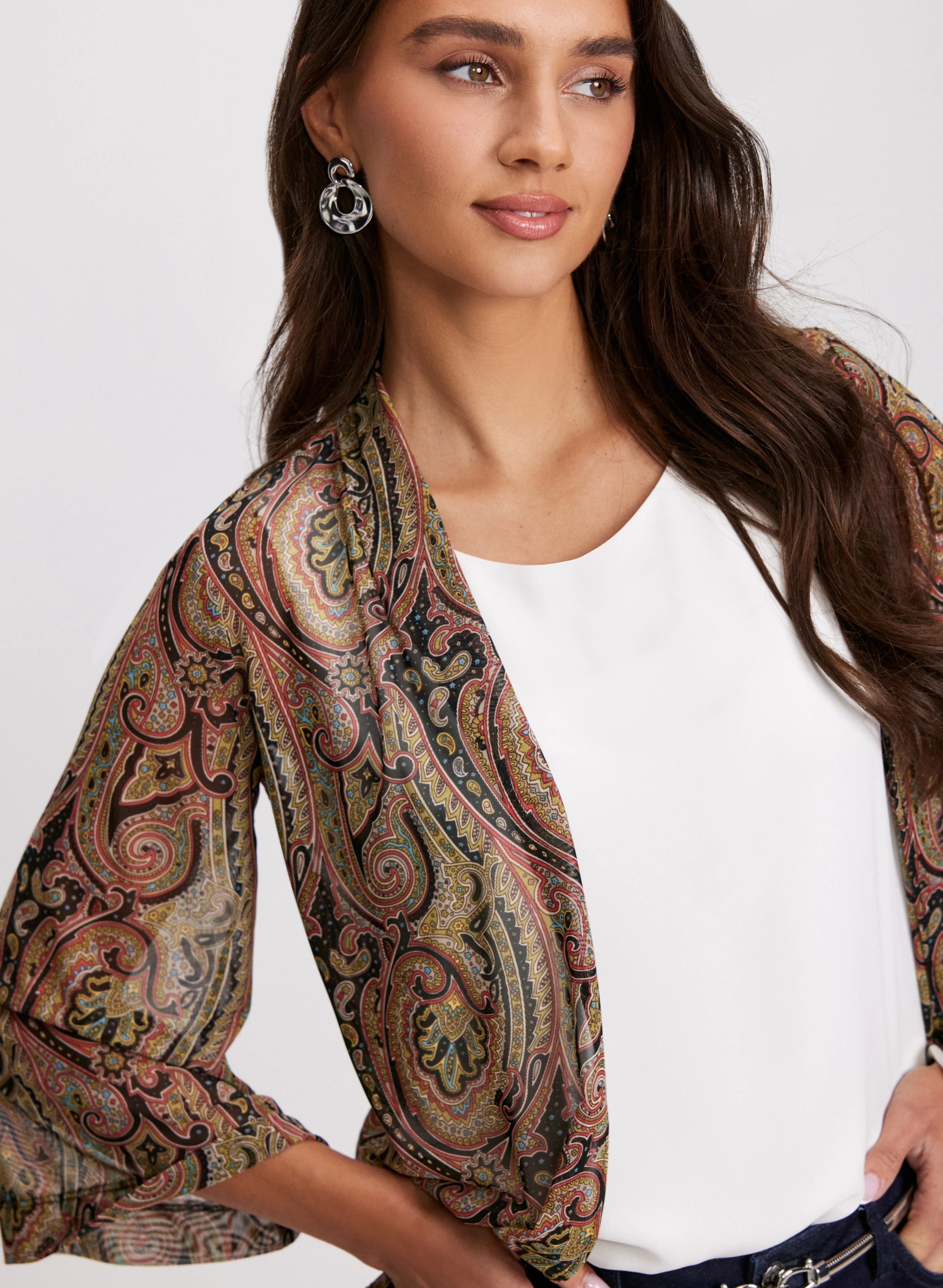 Paisley Print Long Sleeve Cover-Up - Image 5