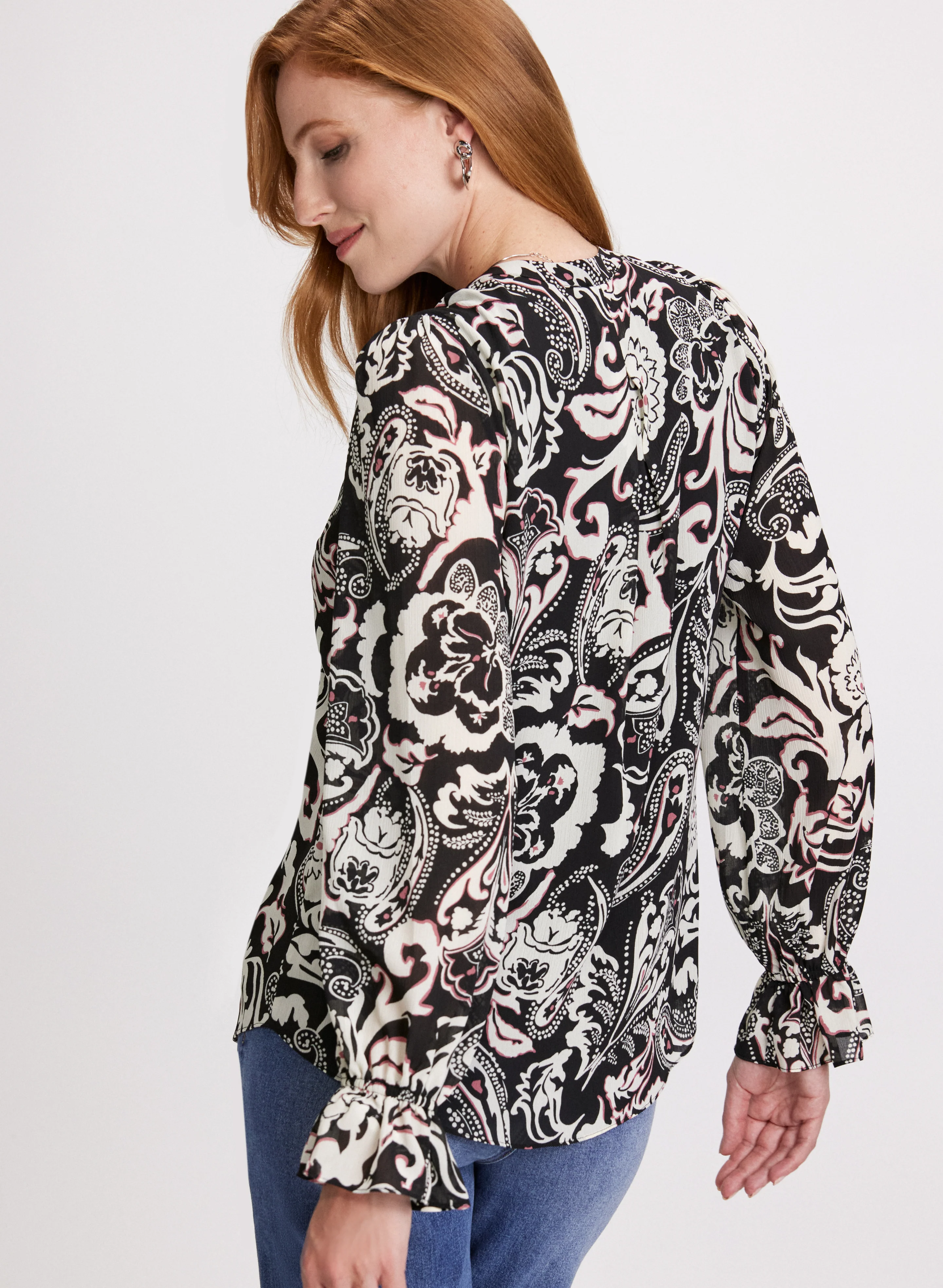 Paisley Print Ruffle Front Blouse - Image 4