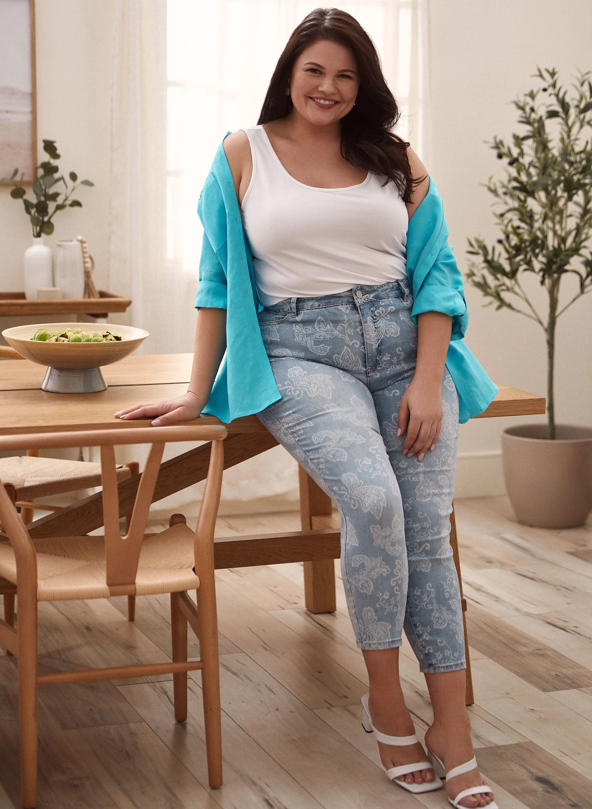 Paisley Print Slim Leg Jeans - Image 2