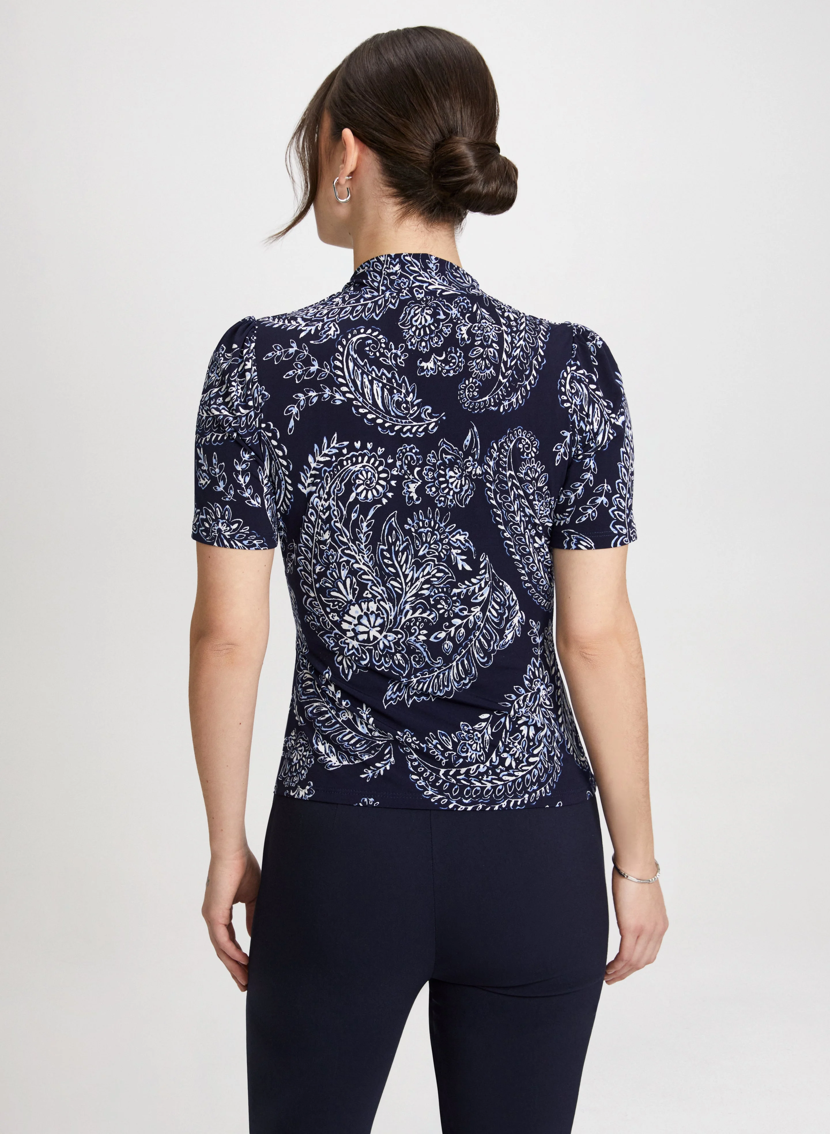 Paisley Print V-Neck Top - Image 4