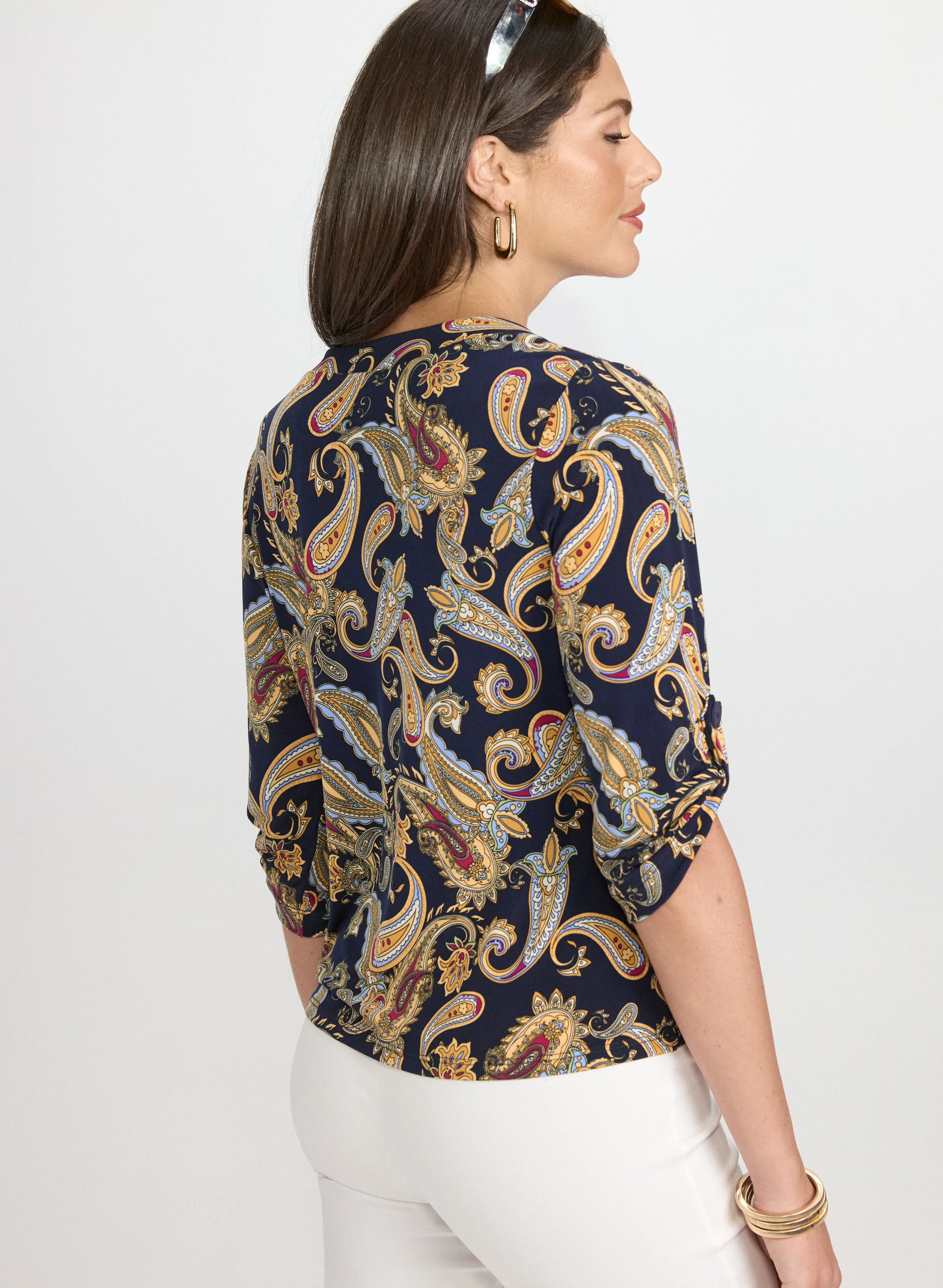 Paisley Split Neck Top - Image 4
