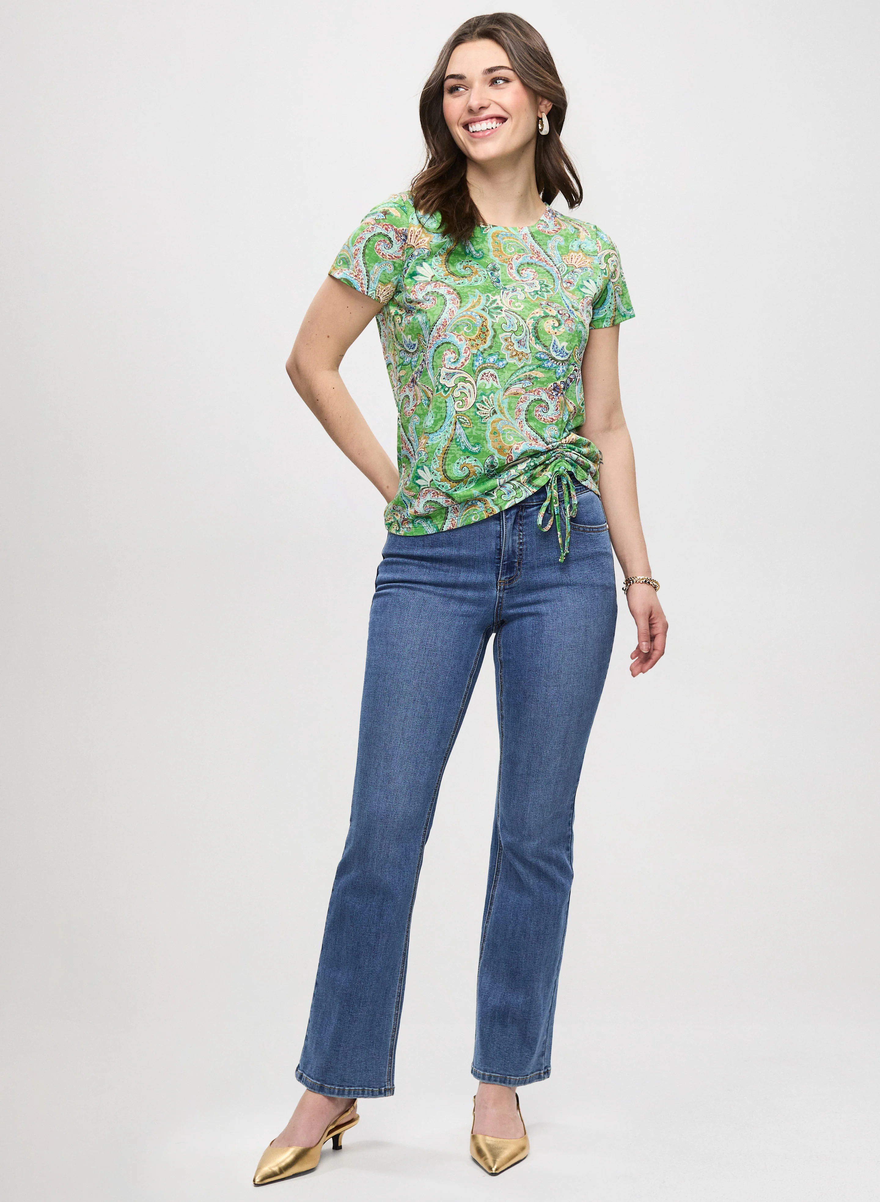 Drawstring Detail Paisley T-Shirt - Image 3