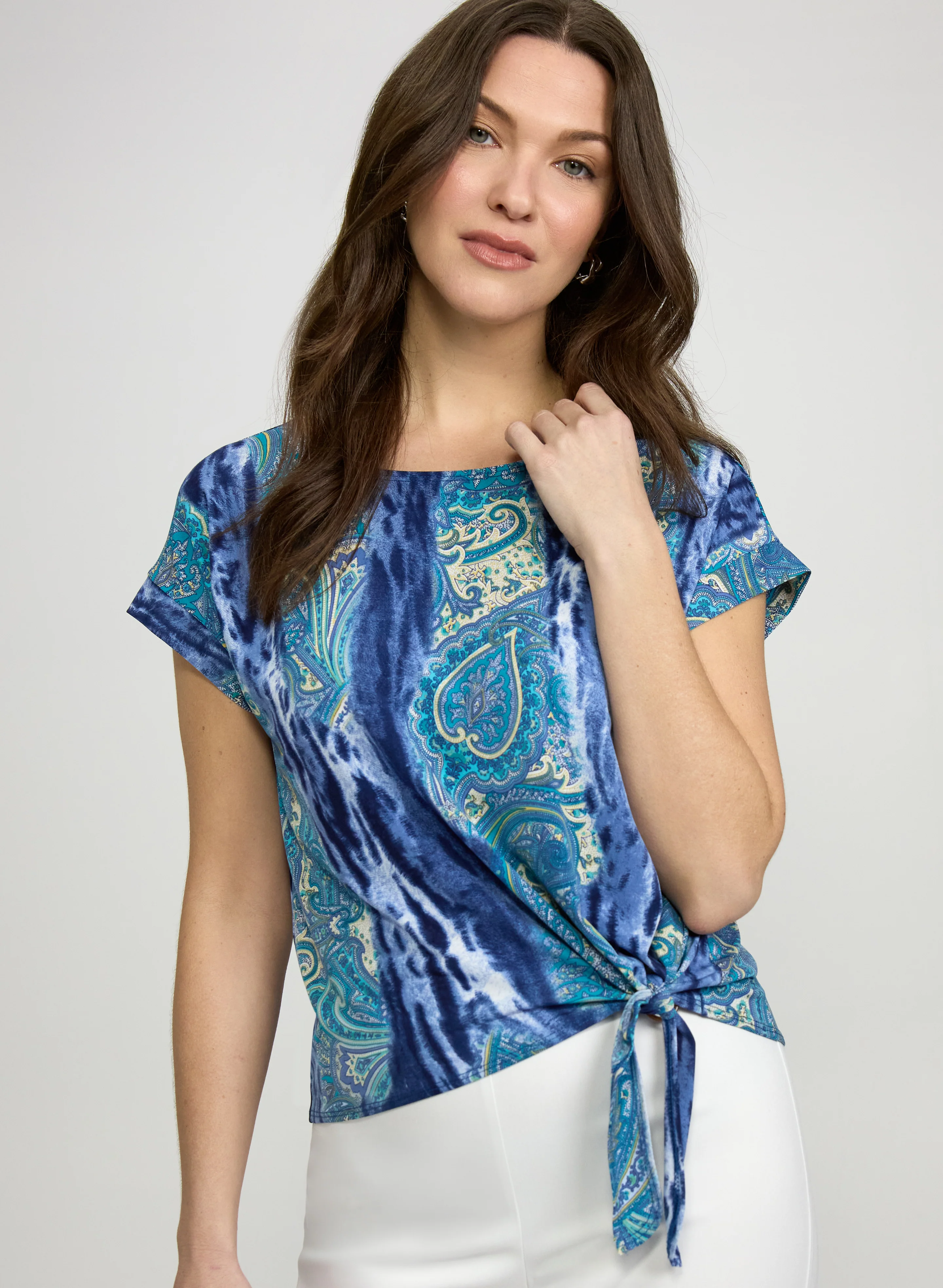Paisley Tied-Hem Top