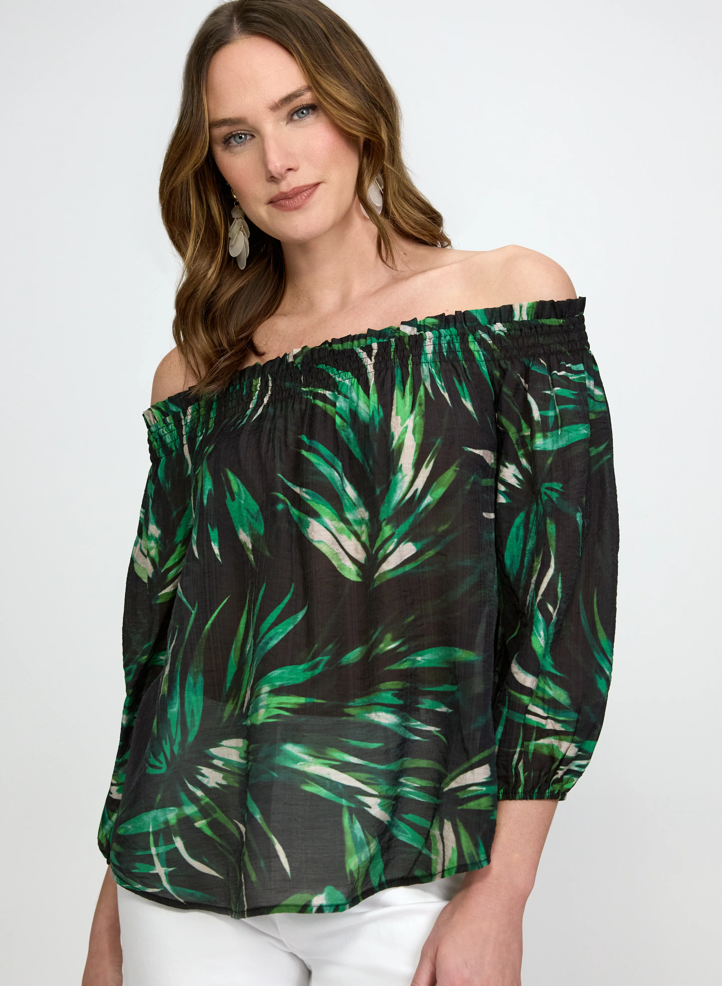 Palm Print Off-Shoulder Top - Image 5