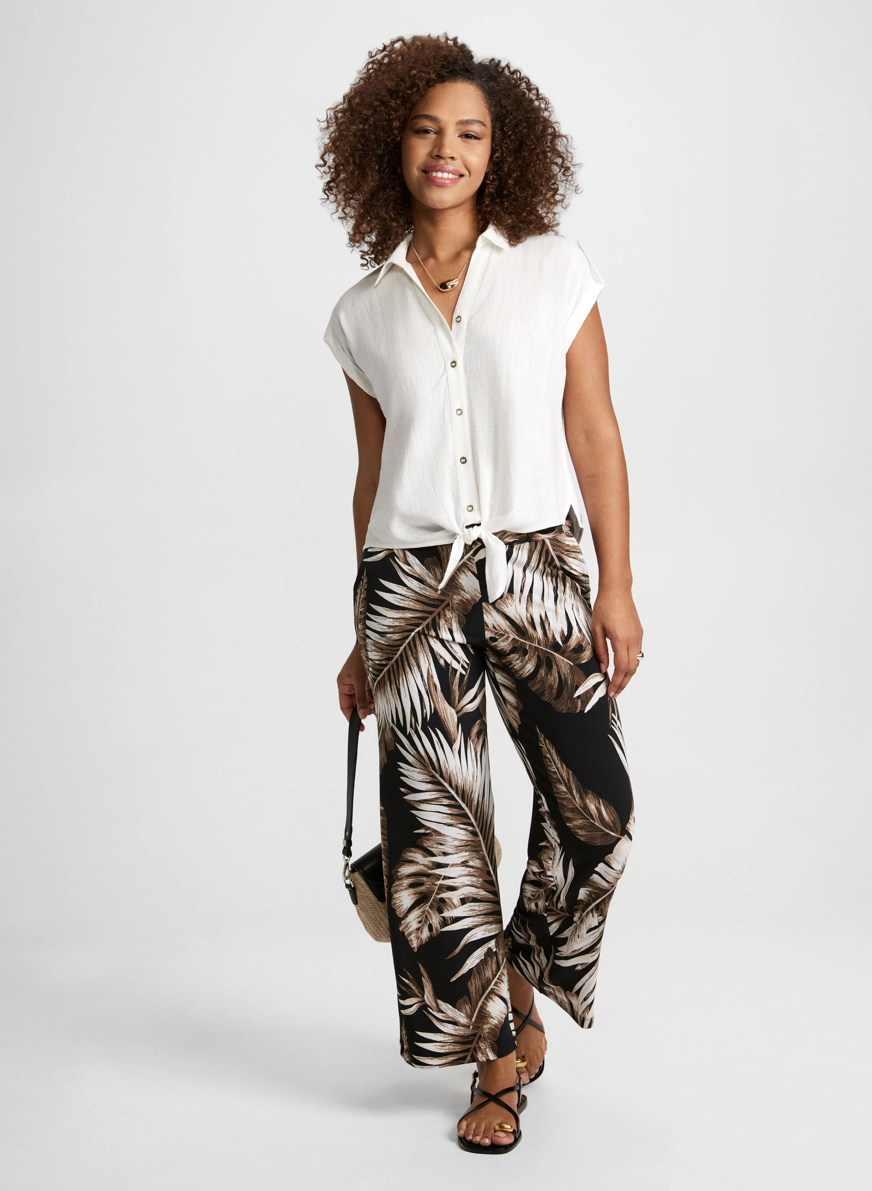 Palm Print Wide Leg Pants - Image 3