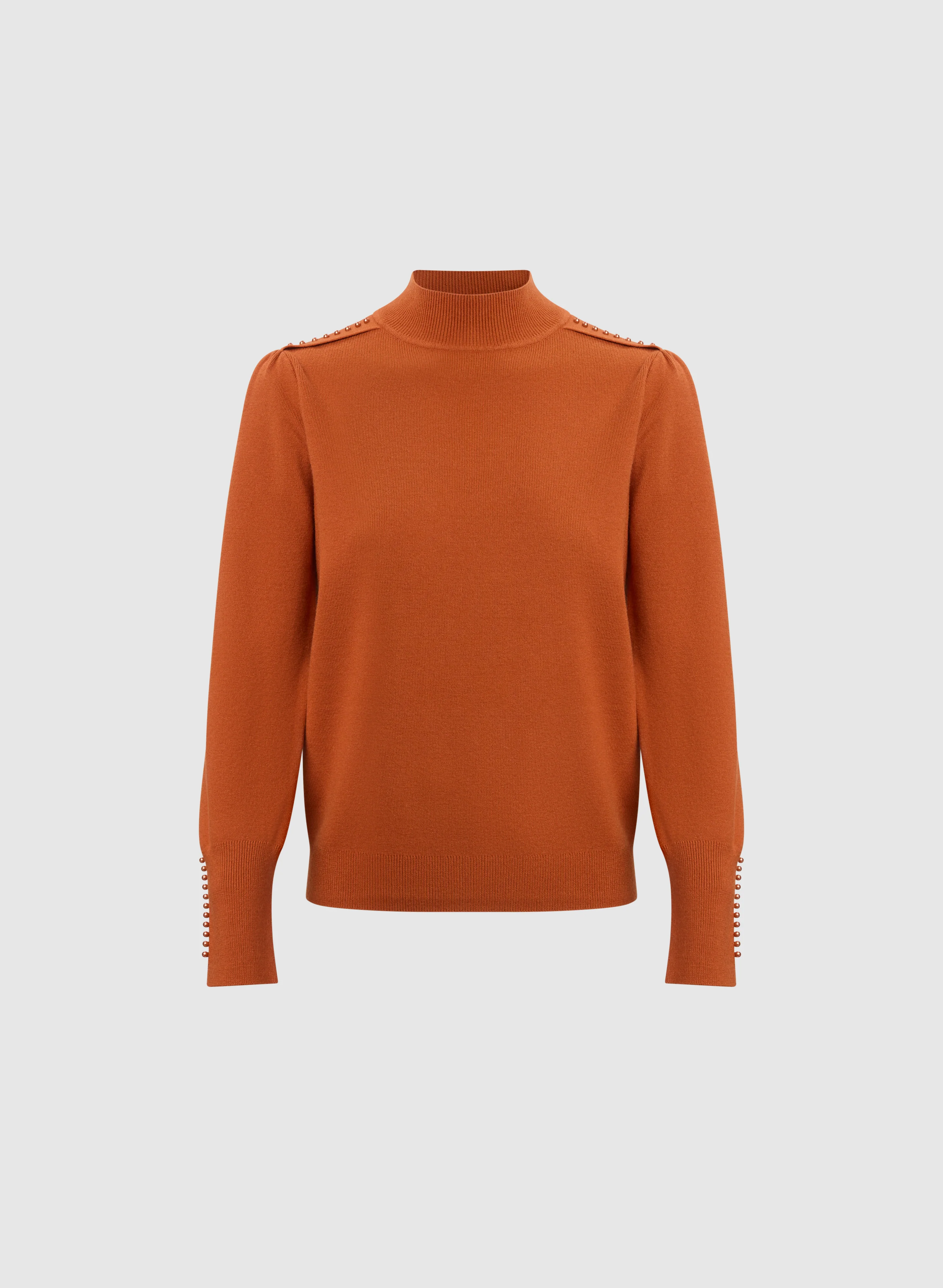 Pearl Detail Mock Neck Sweater - Image 6